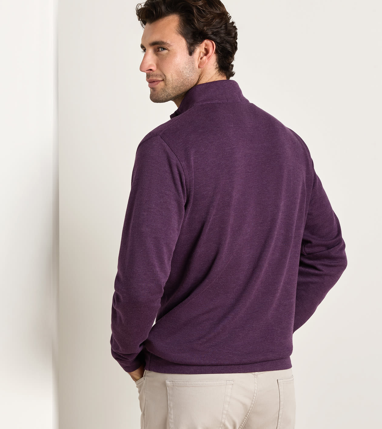 Crown Comfort Quarter-Zip Pullover in GRAPESEED - Alternate Image 2
