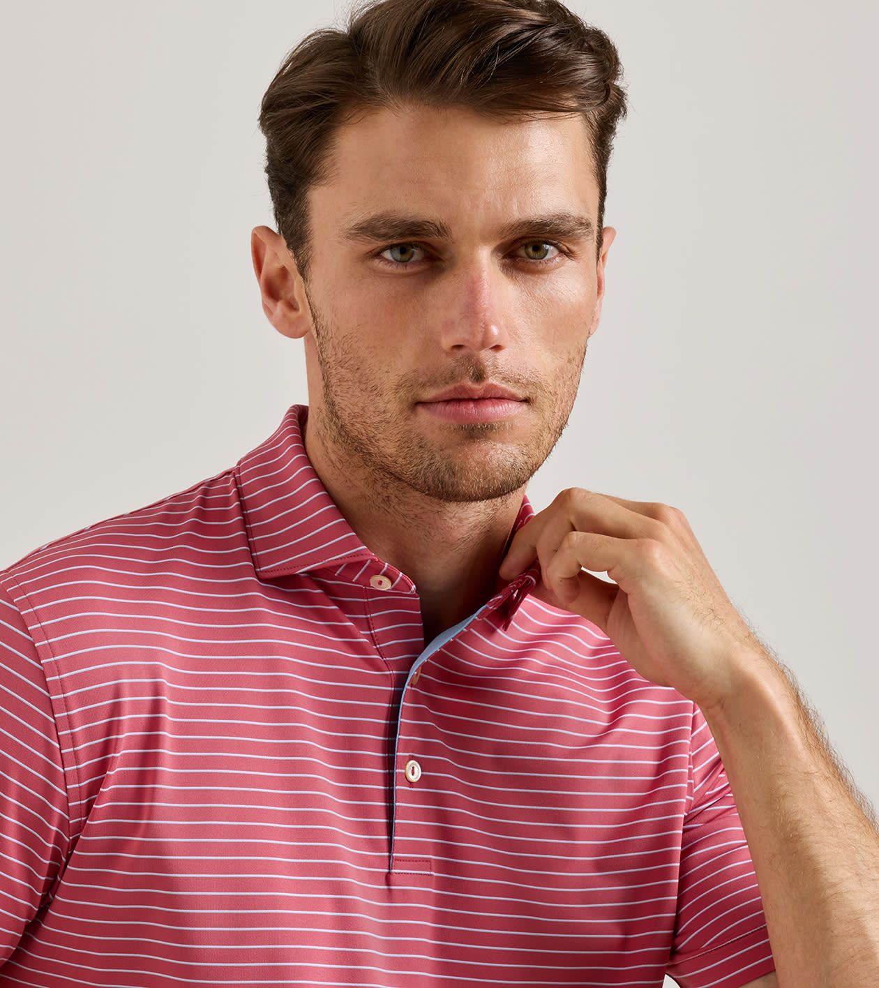 Oaks Performance Jersey Polo in RED CORAL - Alternate Image 4