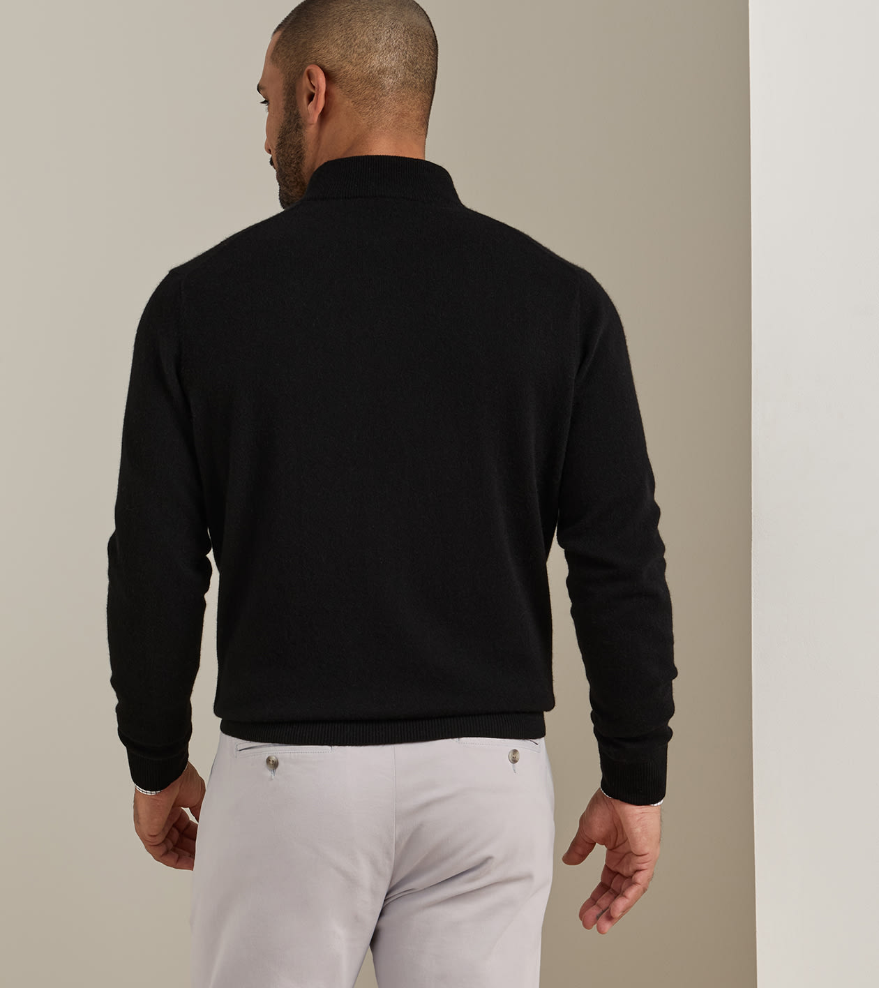 25th Anniversary Cashmere Quarter-Zip Jumper in Black - Alternate Image 2