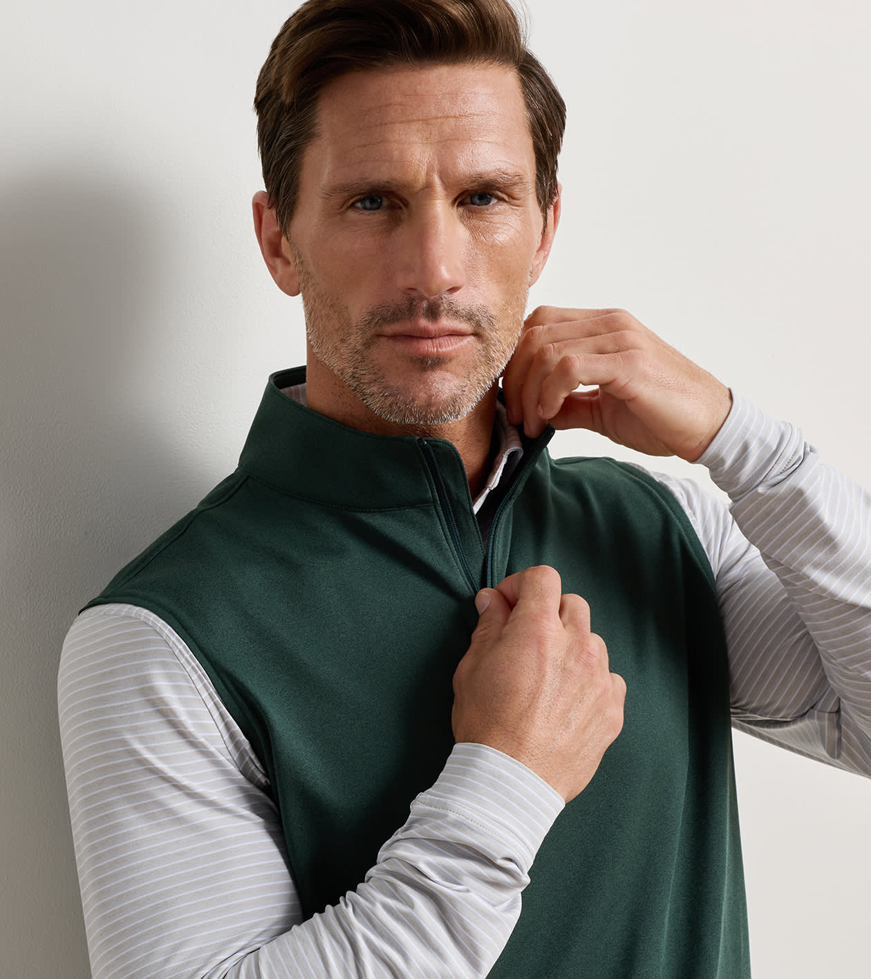 Galway Melange Performance Quarter-Zip Vest in PINE BROOK - Alternate Image 4