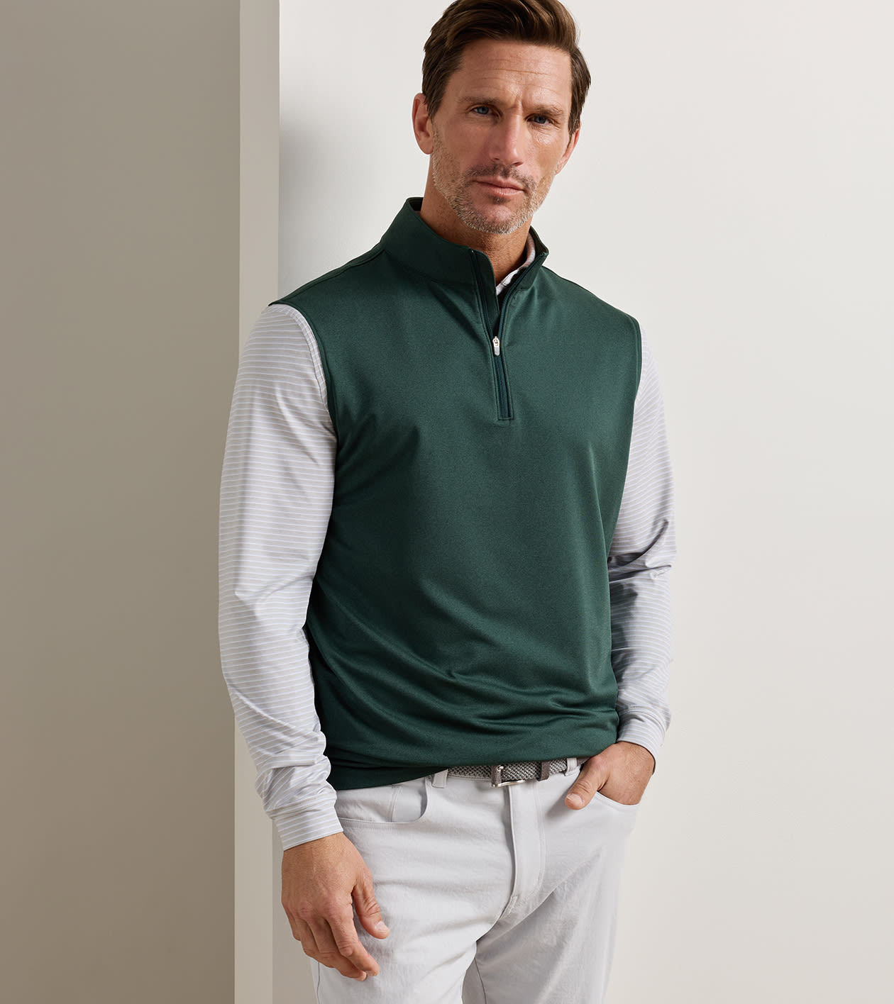 Galway Melange Performance Quarter-Zip Vest in PINE BROOK - Alternate Image 1