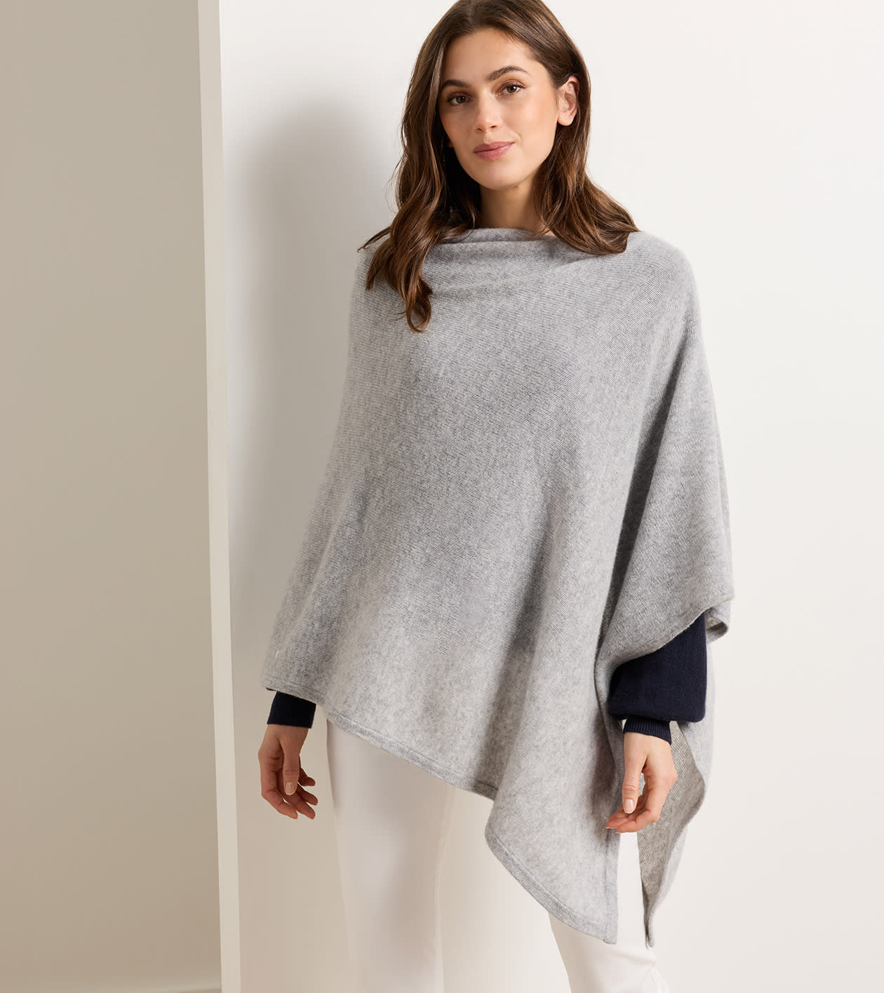 Cashmere Poncho in WHISPER GREY - Alternate Image 1