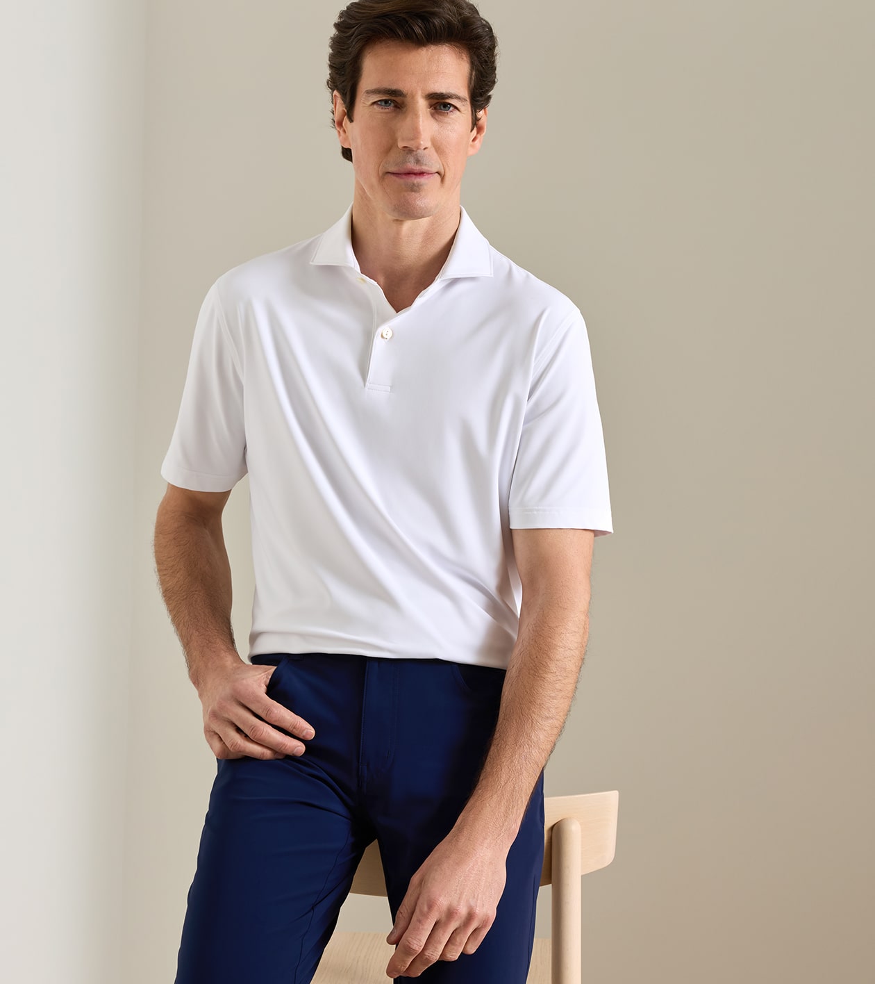 Solid Performance Jersey Polo in White - Alternate Image 1