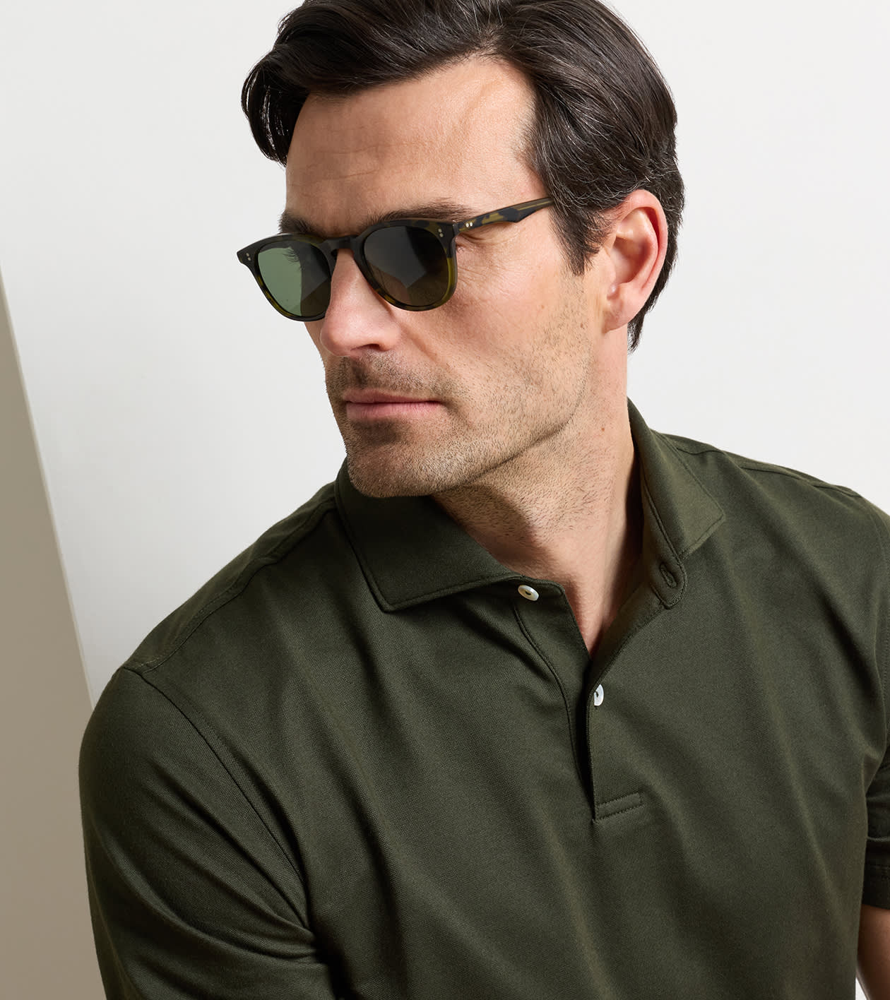 Solid Performance Jersey Polo in Dark Olive - Alternate Image 3