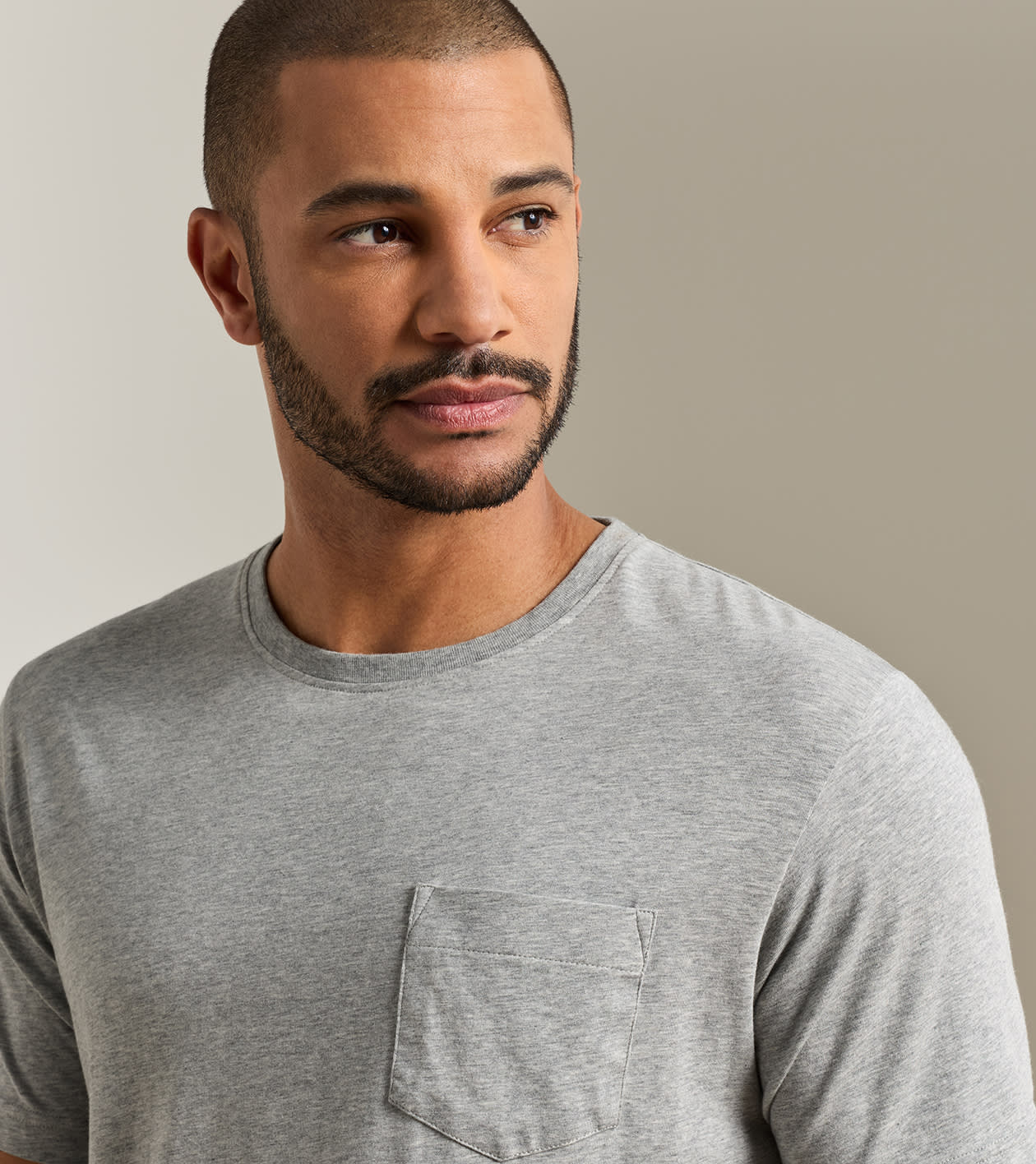 Crown Comfort Heathered Short-Sleeve Pocket Tee in Coastal Grey - Alternate Image 3