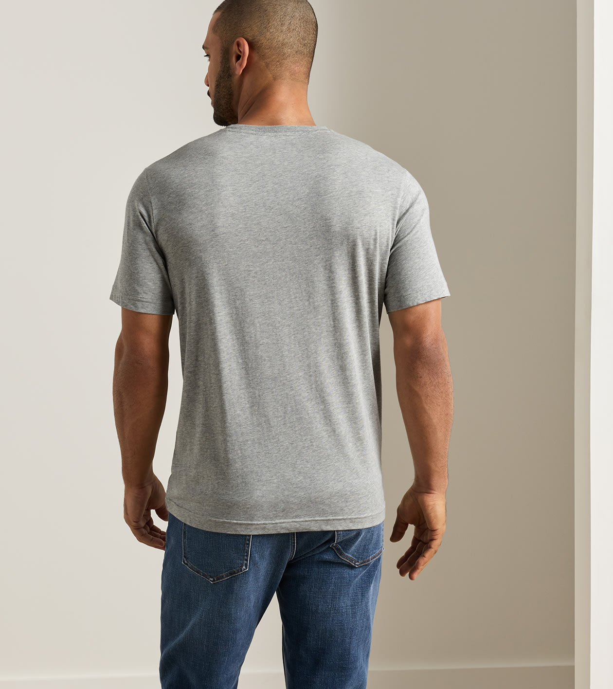 Crown Comfort Heathered Short-Sleeve Pocket Tee in Coastal Grey - Alternate Image 2