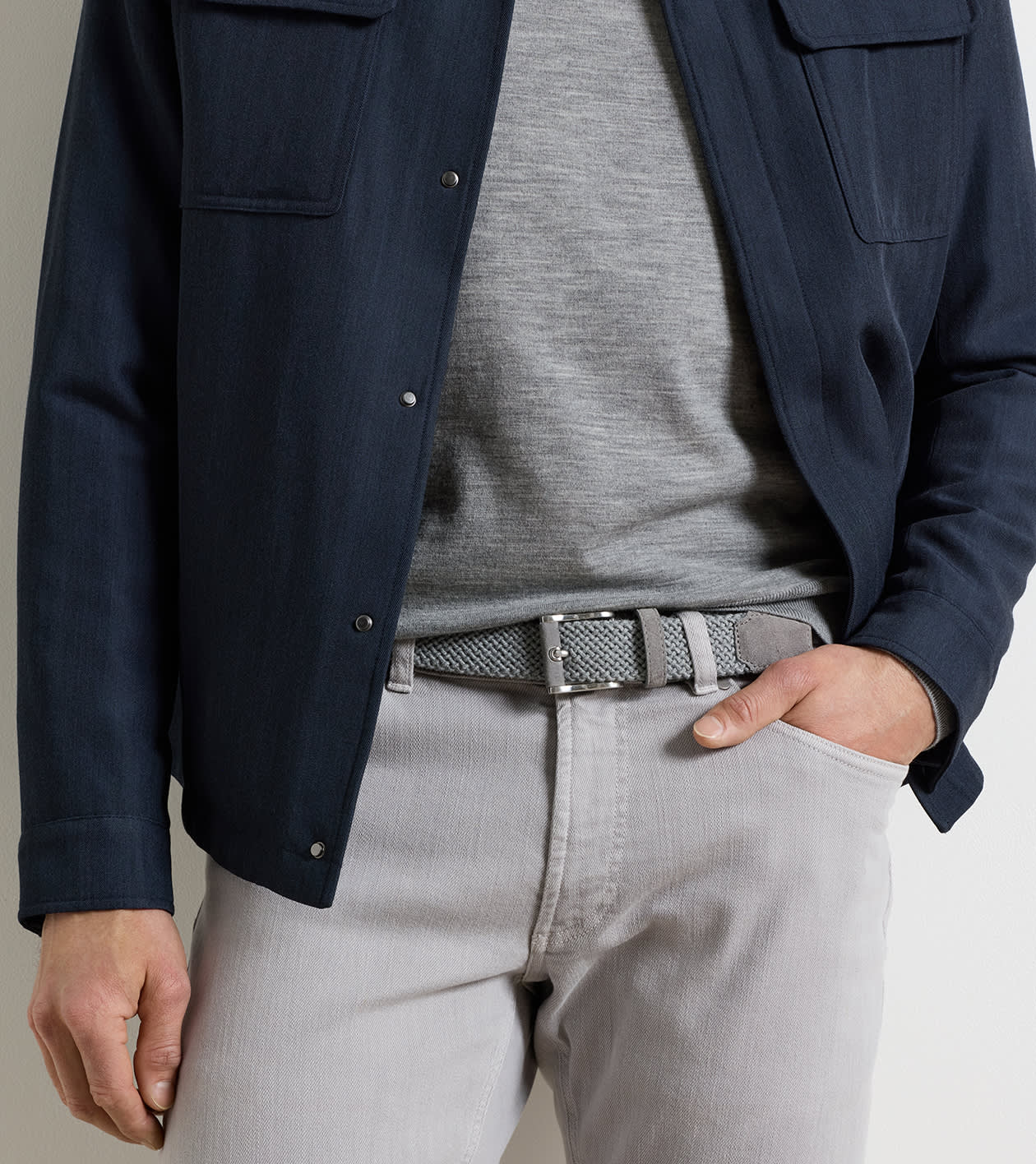 Crafted Woven Belt in Nickel - Alternate Image 1