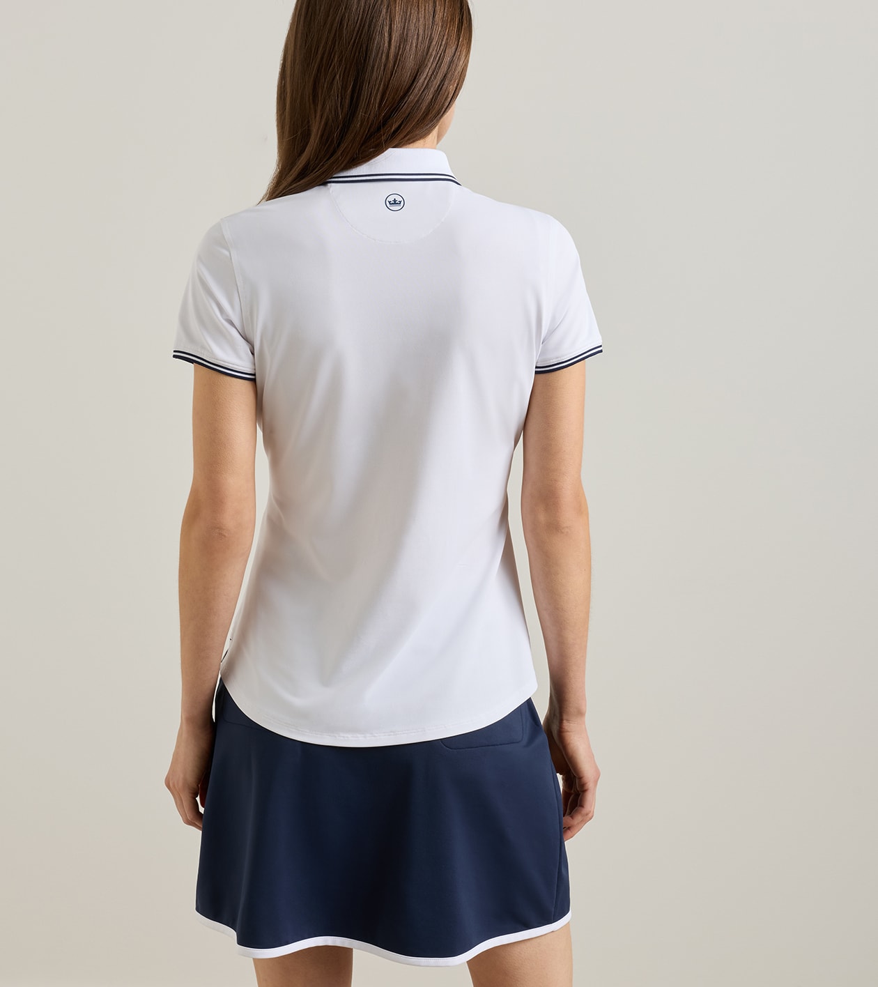 Canterbury Tipped Sport Mesh Short-Sleeve Polo in White/Navy - Alternate Image 2