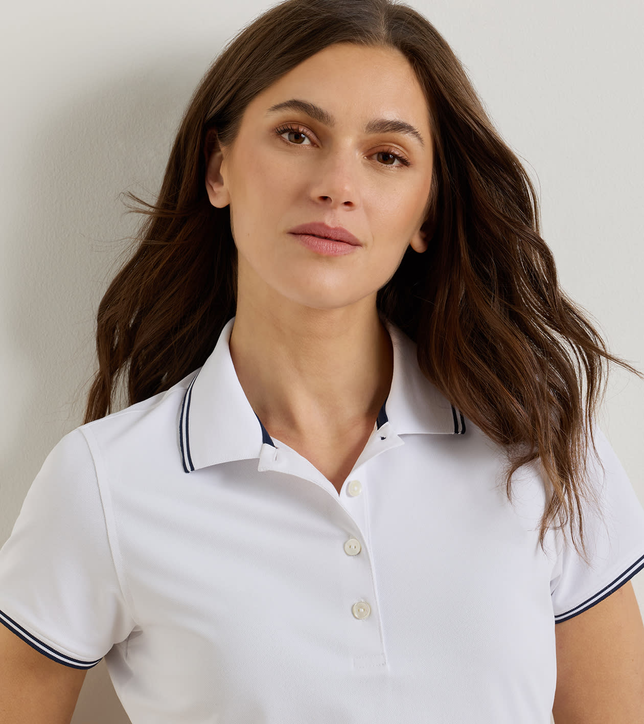 Canterbury Tipped Sport Mesh Short-Sleeve Polo in White/Navy - Alternate Image 4