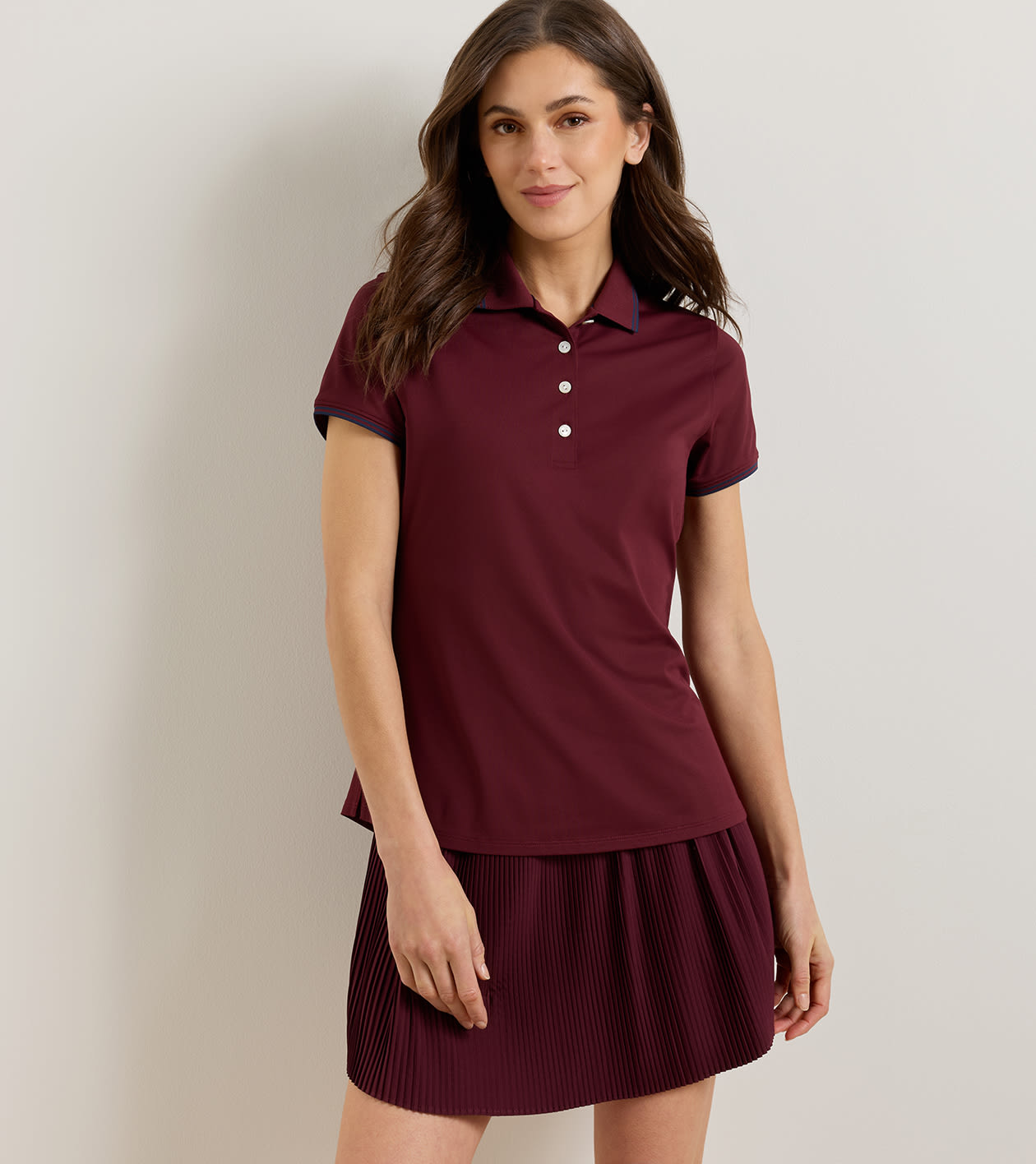Canterbury Tipped Sport Mesh Short-Sleeve Polo in OXBLOOD / NAVY - Alternate Image 1