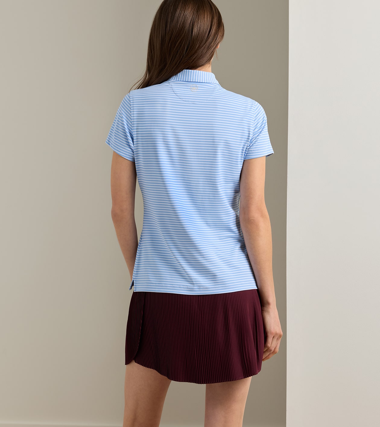Harbour Stripe Short-Sleeve Jersey Polo in Cottage Blue - Alternate Image 2