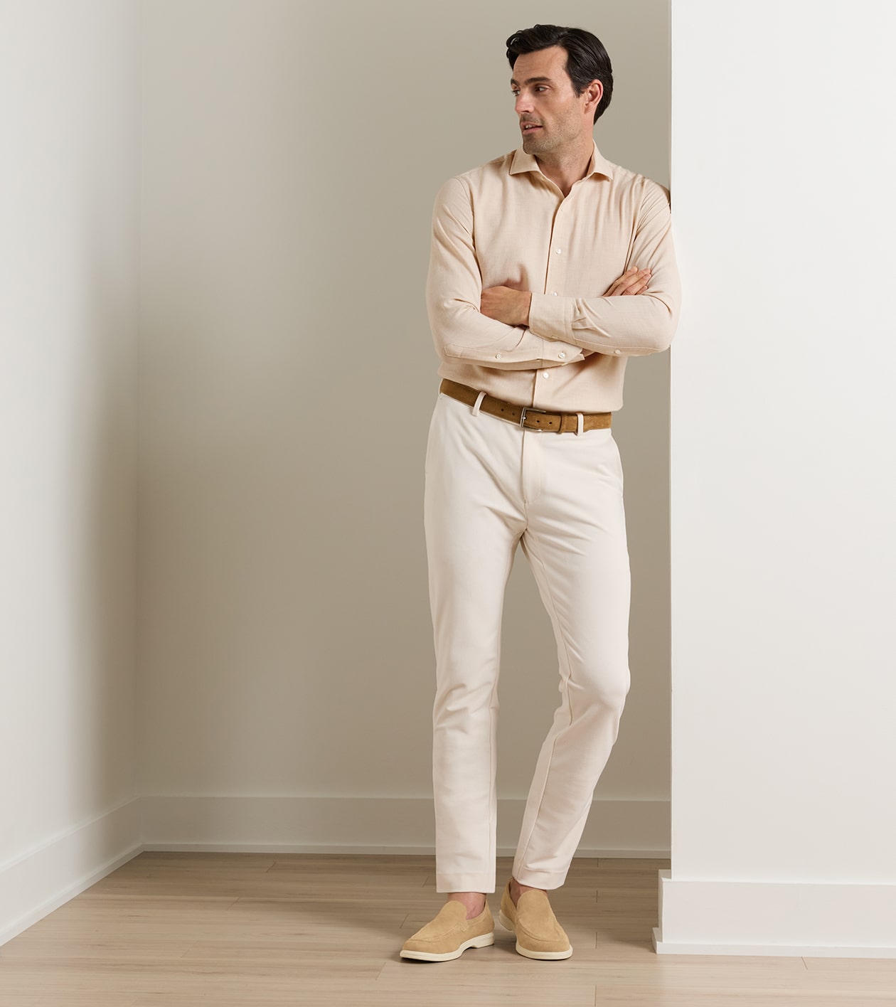 Bingham Corduroy Performance Trouser in Almond - Alternate Image 1