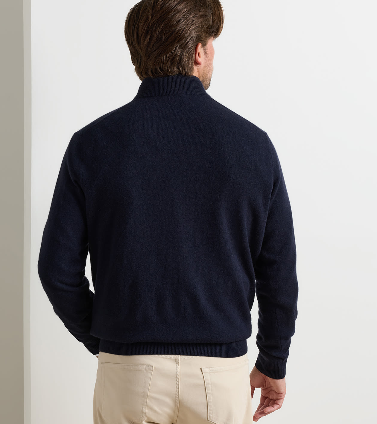 25th Anniversary Cashmere Quarter-Zip Jumper in Navy - Alternate Image 2