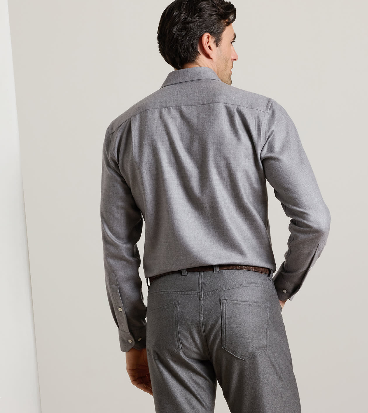 Artisan Crafted Cashmere Sport Shirt in Argento - Alternate Image 2