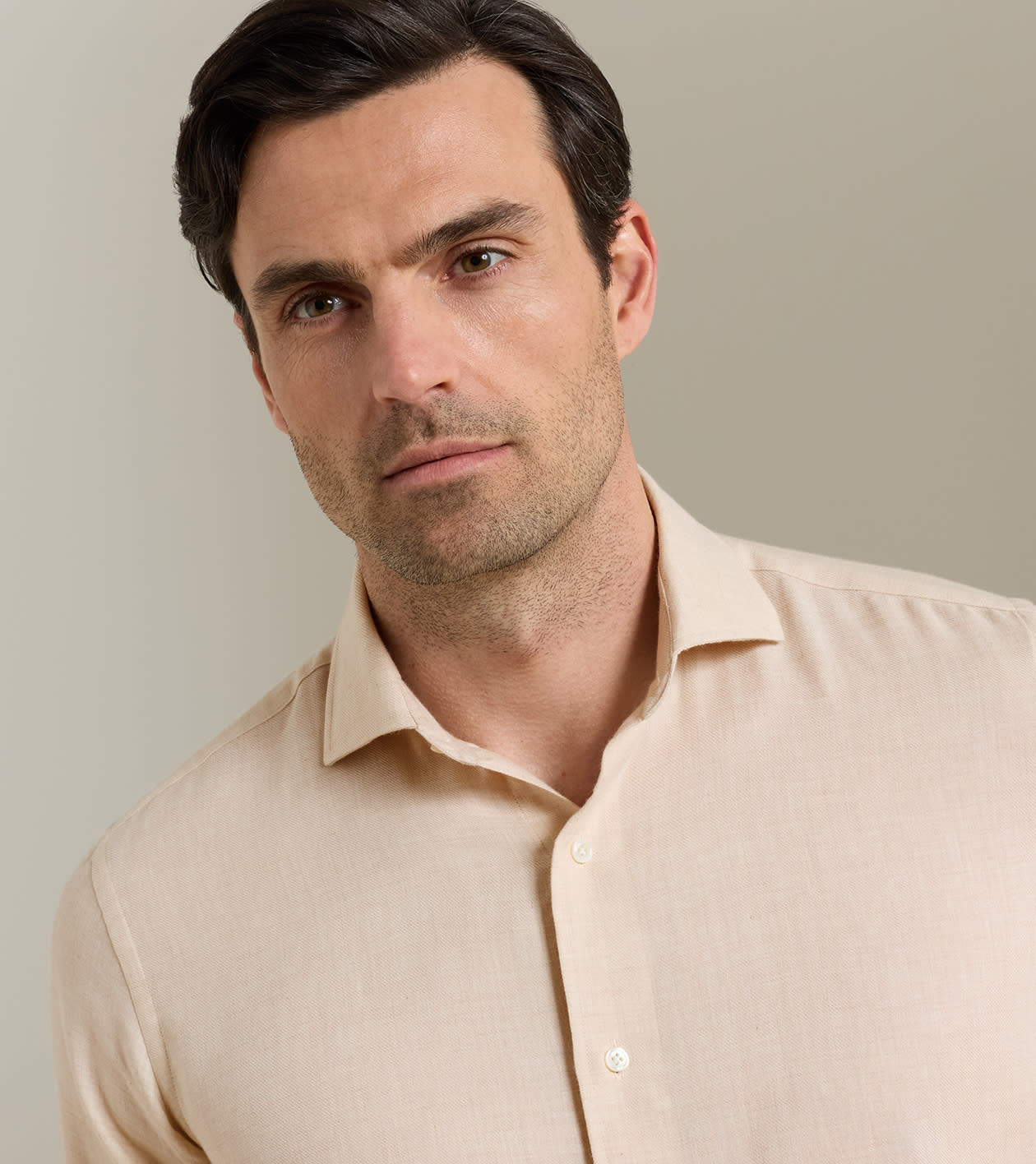 Amble Cotton Cashmere Sport Shirt in TRUFFLE - Alternate Image 3