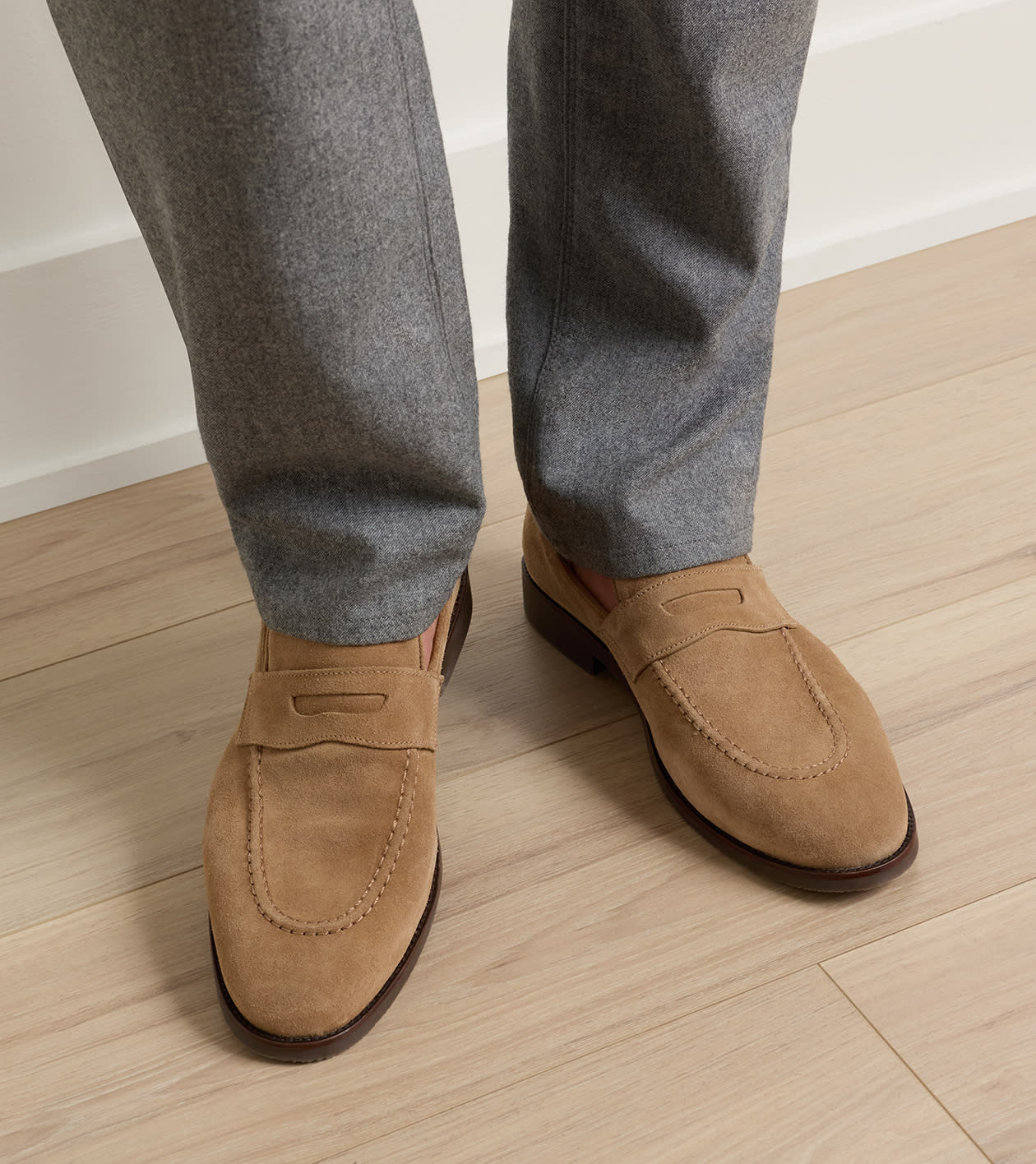Madison Suede Penny Loafer in DARK JUTE - Alternate Image 1
