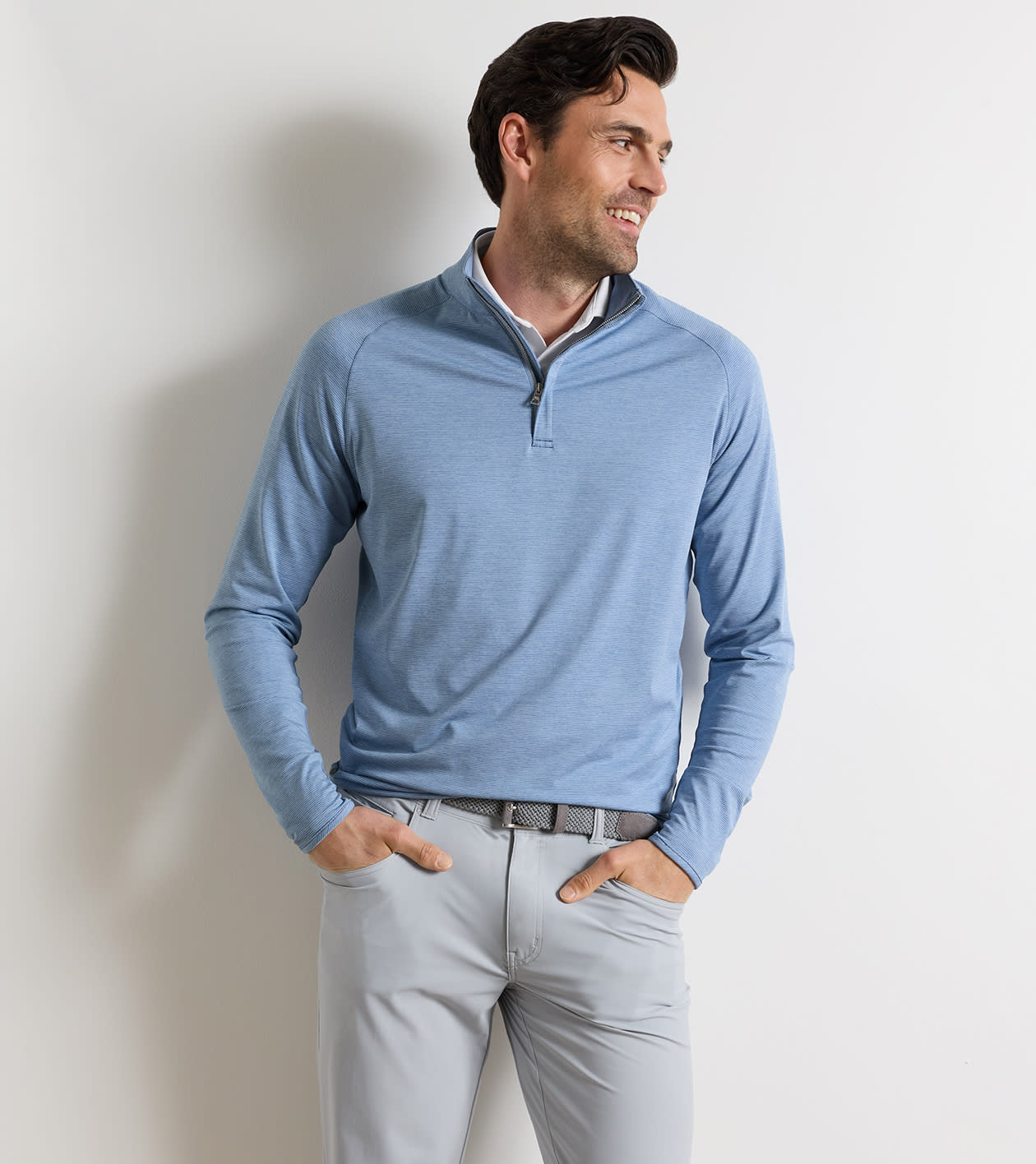 Stealth Stripe Performance Quarter-Zip in WINDY BLUE - Alternate Image 1