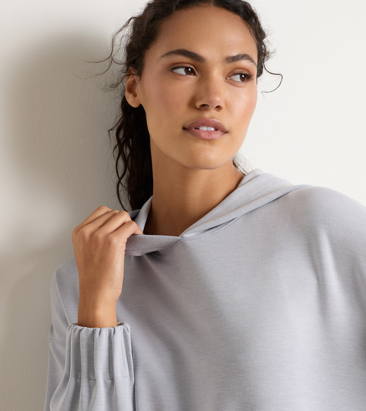 Flora Knit Melange Hoodie in Light Grey - Alternate Image 3