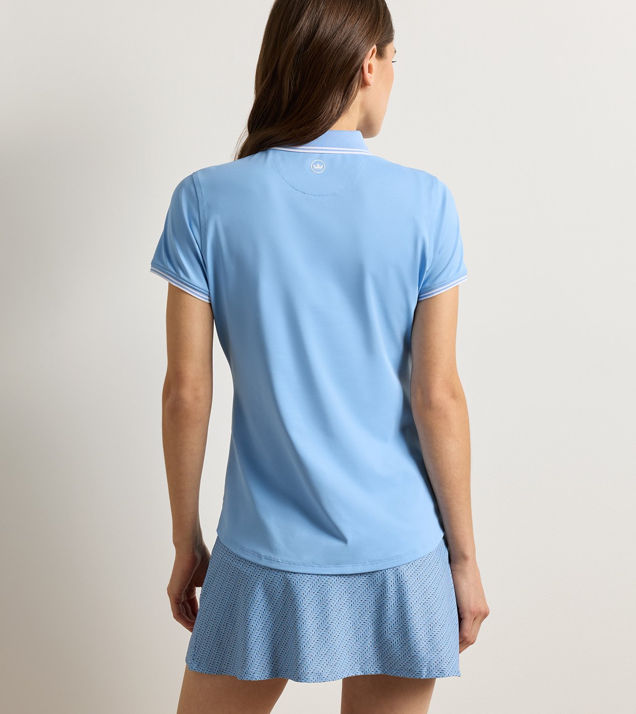 Canterbury Tipped Sport Mesh Short-Sleeve Polo in Cottage Blue/White - Alternate Image 2
