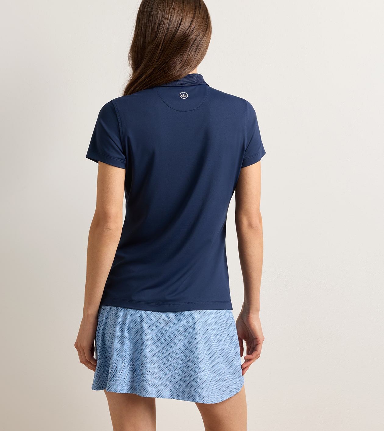 Keswick Zip Neck Short-Sleeve Polo in Navy - Alternate Image 2