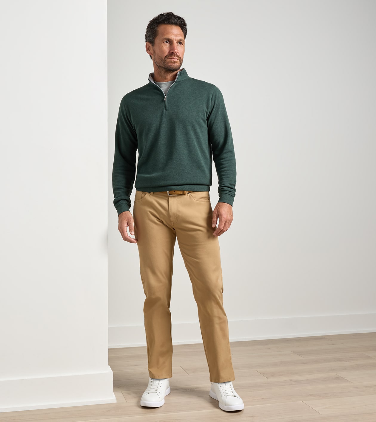 Signature Sateen Five-Pocket Trouser in Peanut - Alternate Image 1