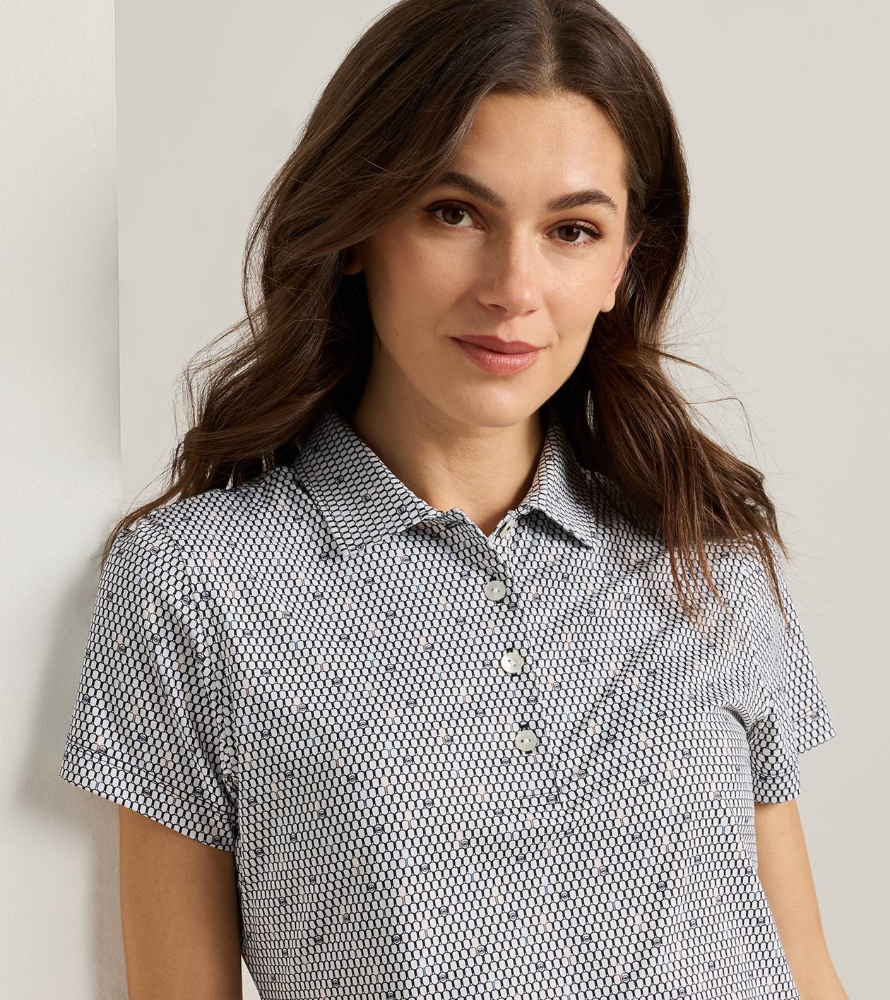 Courtside Charm Short-Sleeve Jersey Polo in Black - Alternate Image 4
