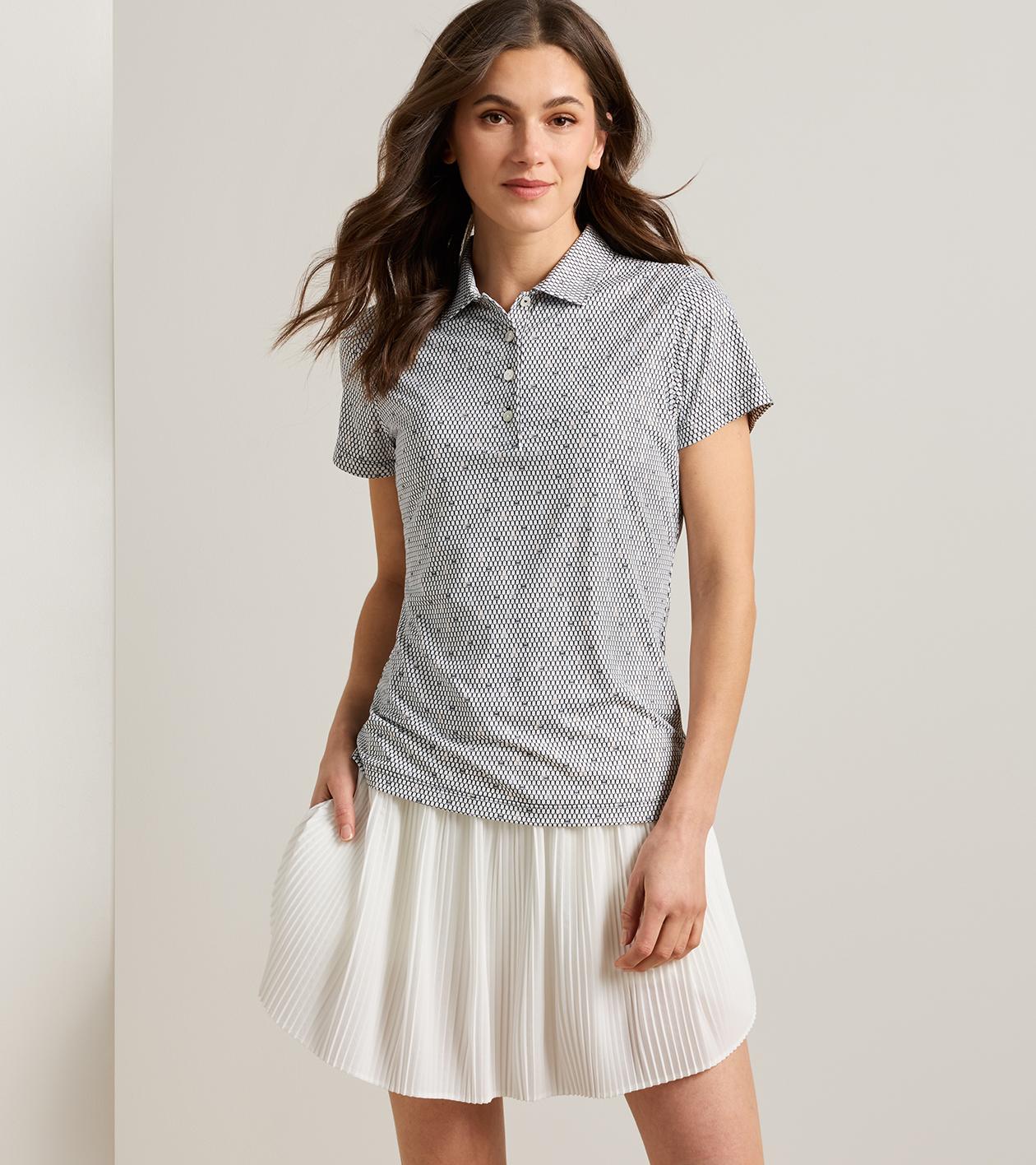 Courtside Charm Short-Sleeve Jersey Polo in Black - Alternate Image 1