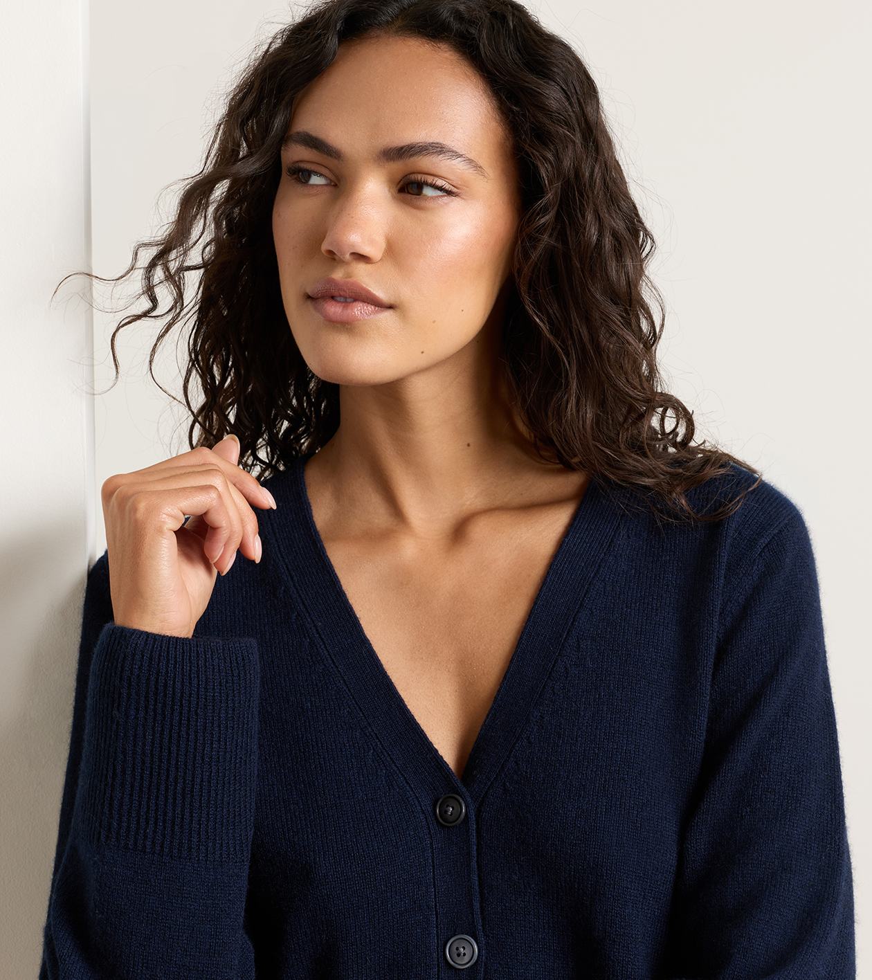 Langsford Button Cardigan in Navy - Alternate Image 4