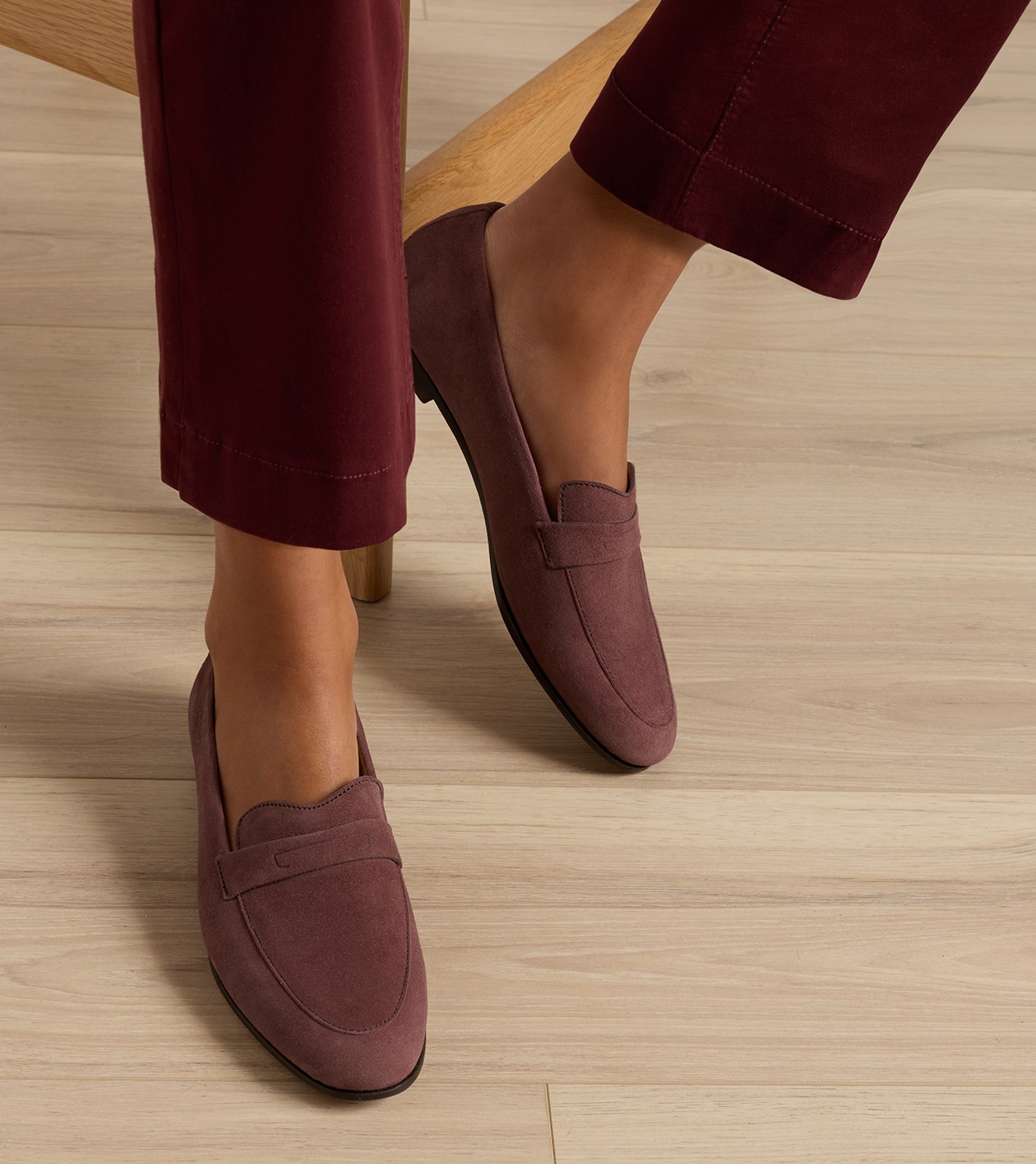 Amble Suede Penny Loafer in OX BLOOD - Alternate Image 1