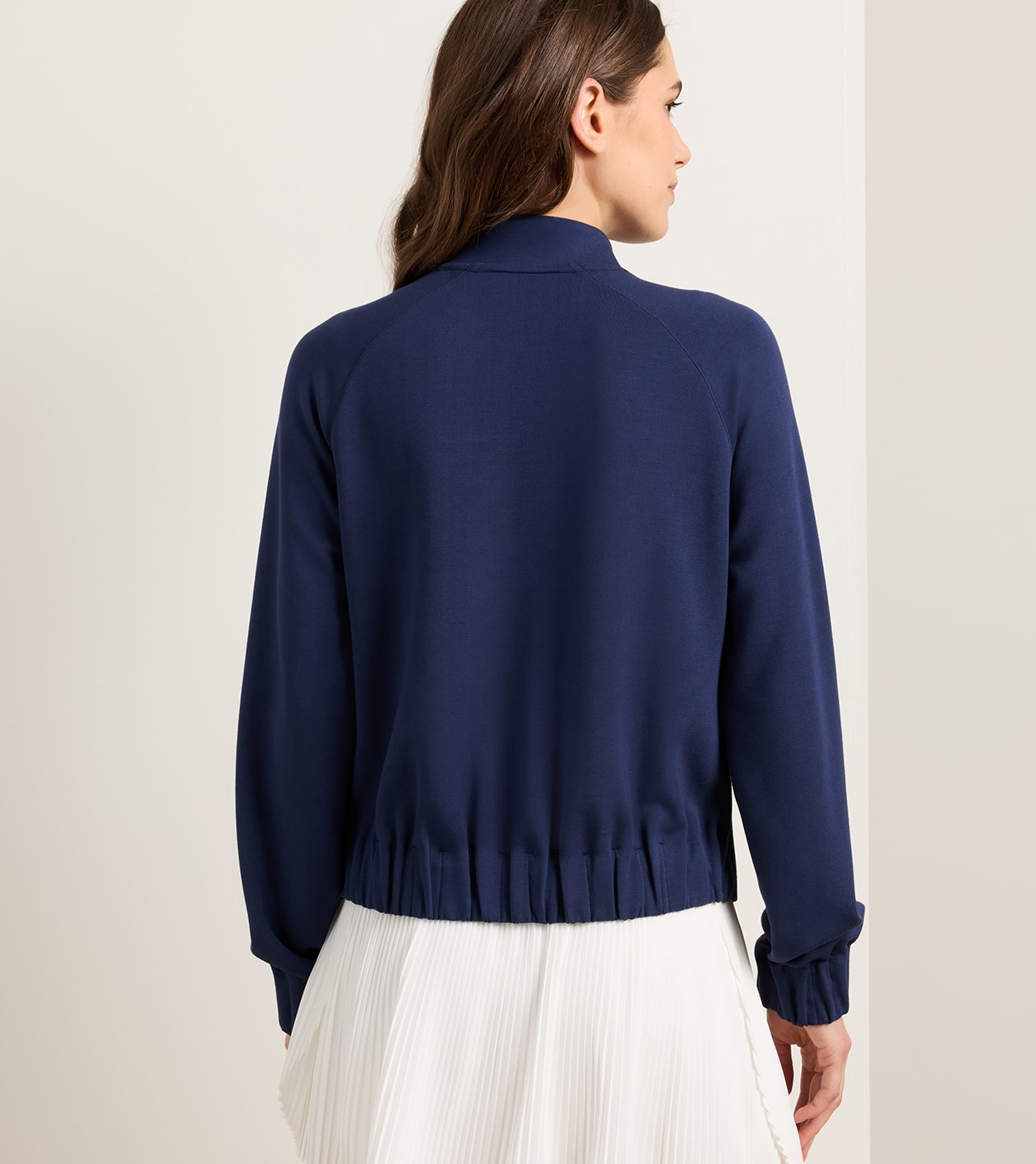 Flora Knit Bomber in NAVY / SOFT WHITE - Alternate Image 2