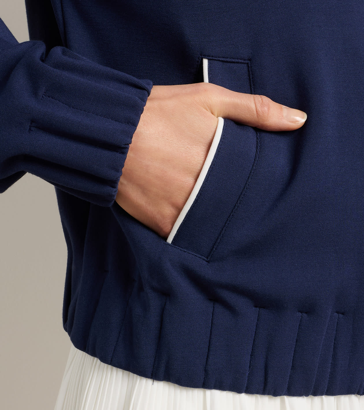 Flora Knit Bomber in NAVY / SOFT WHITE - Alternate Image 3