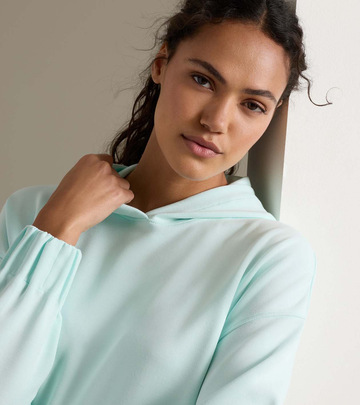 Flora Knit Melange Hoodie in OCEAN AIR - Alternate Image 4