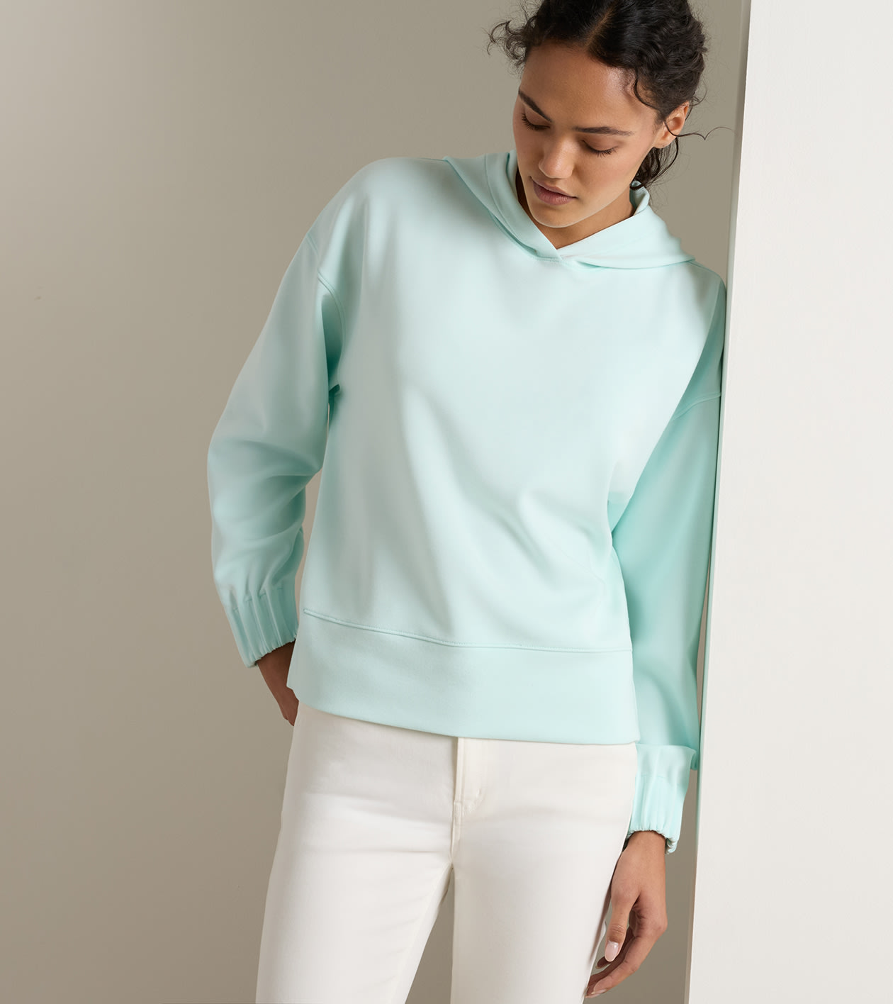 Flora Knit Melange Hoodie in OCEAN AIR - Alternate Image 1