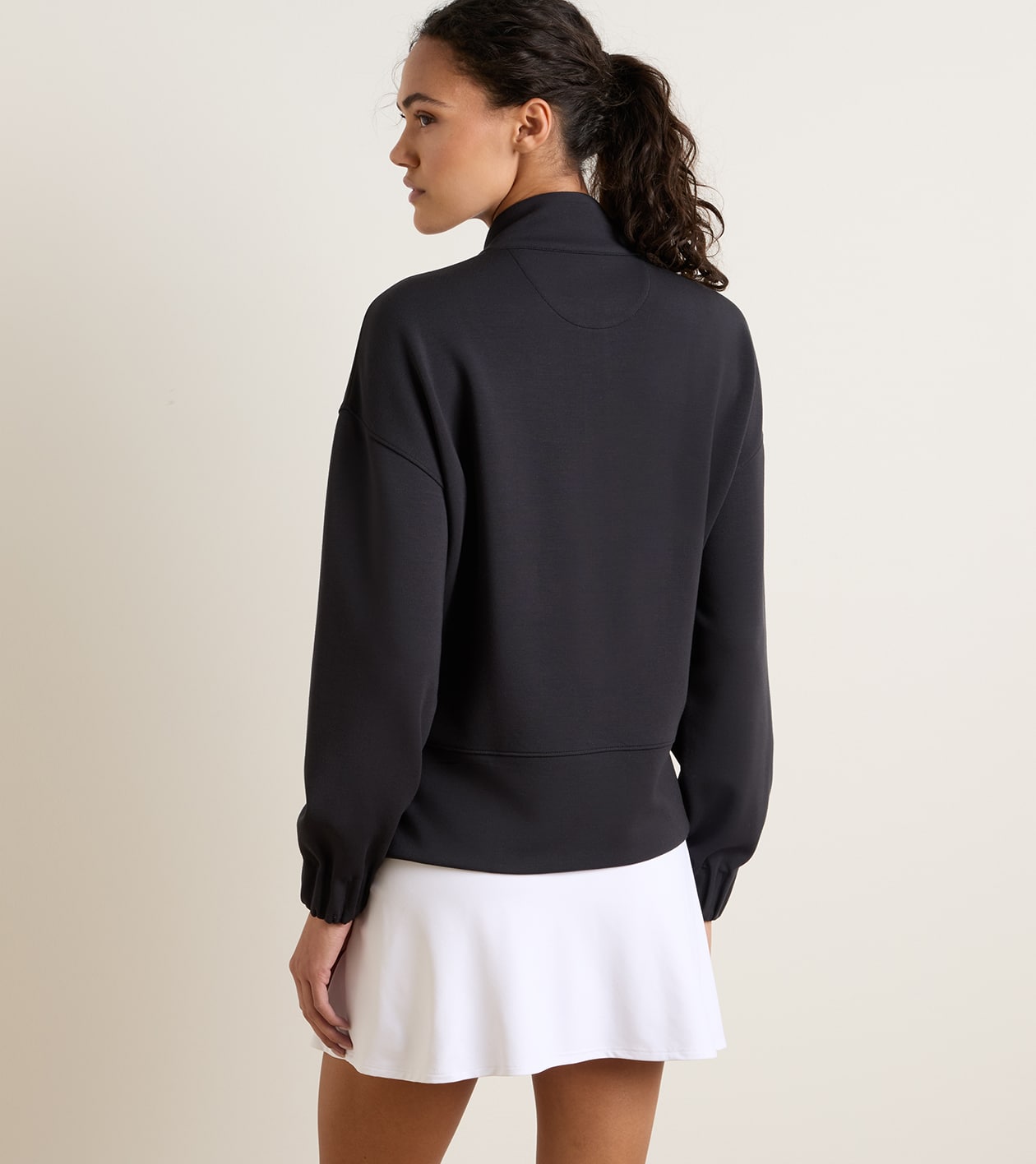Flora Knit Half-Zip Pullover in Black - Alternate Image 2