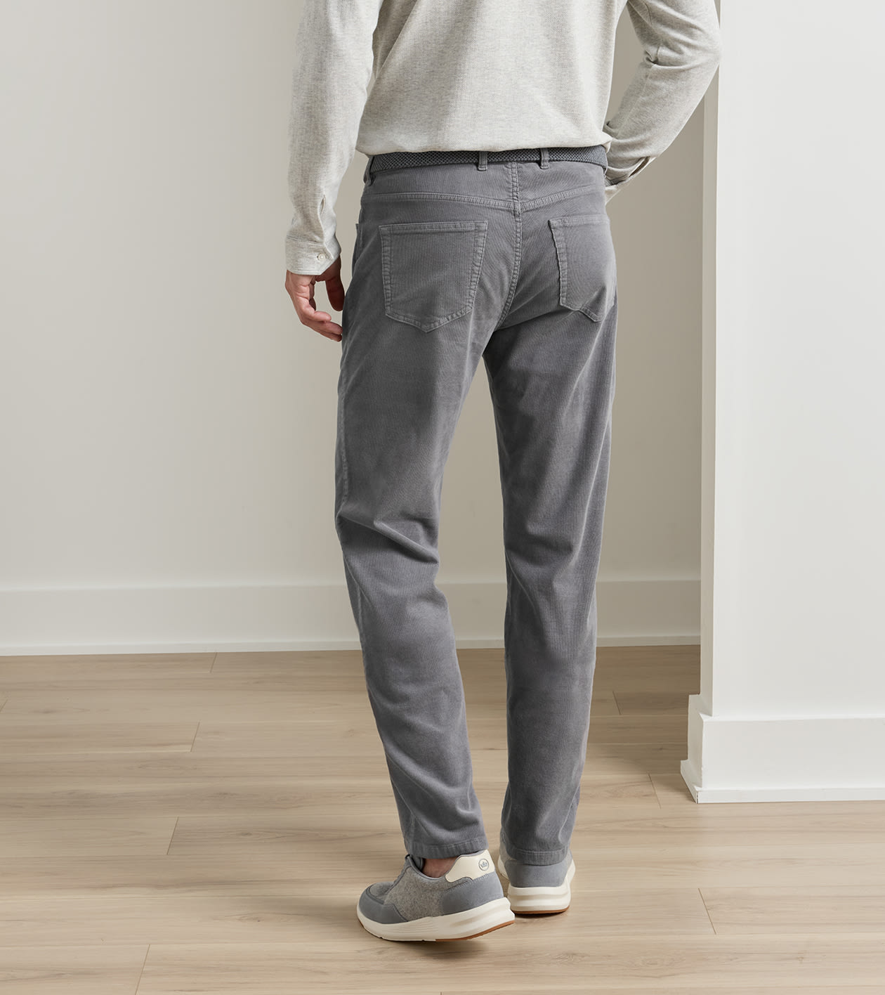 Classic Comfort Corduroy Five Pocket Trouser in OSLO GREY - Alternate Image 2