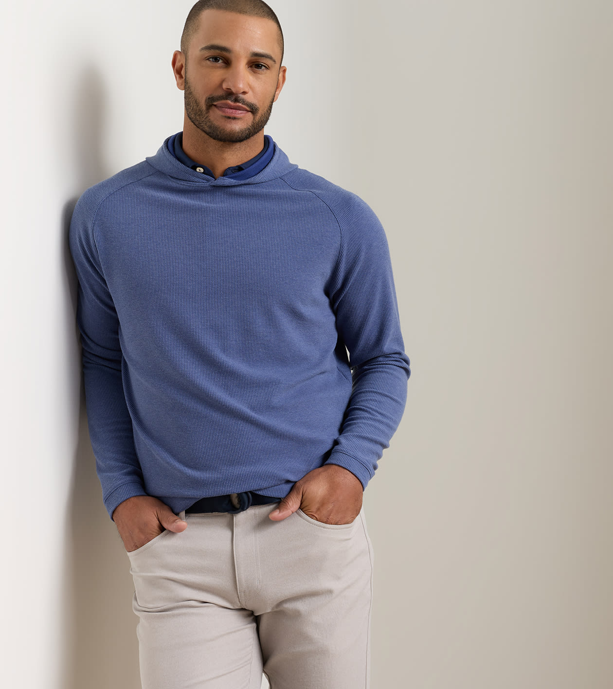 Pine Waffle Performance Hoodie in BALI BLUE - Alternate Image 1
