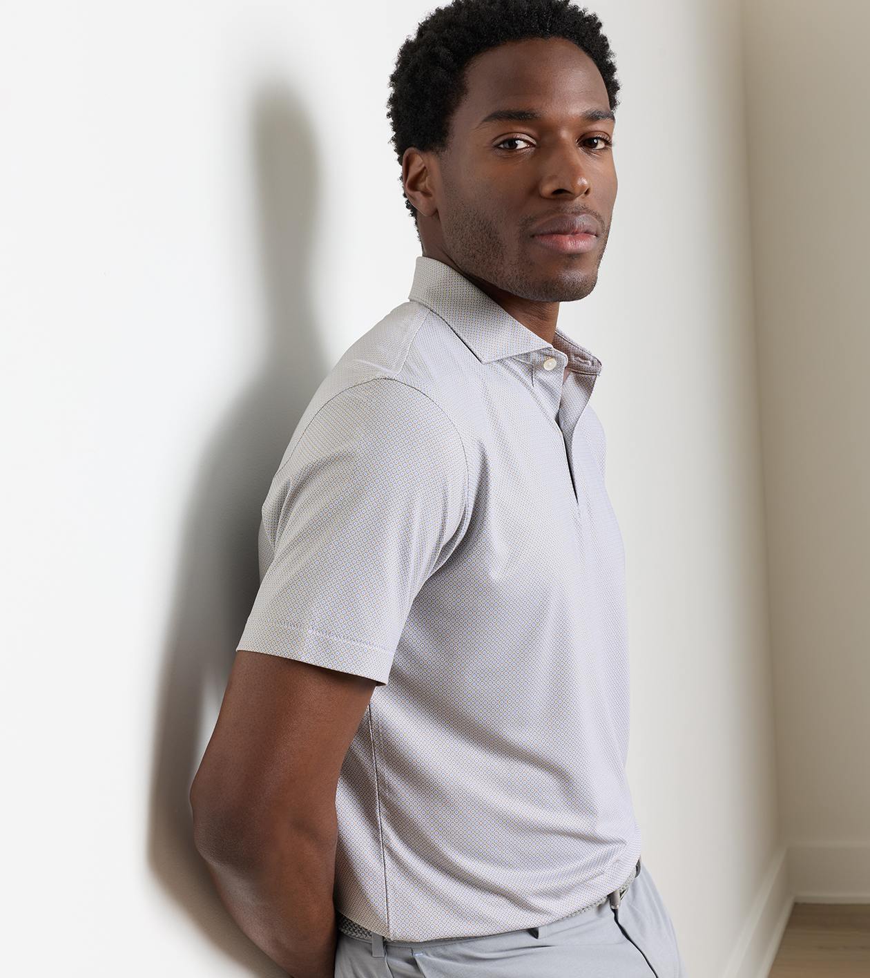 Caldara Performance Jersey Polo in White - Alternate Image 1