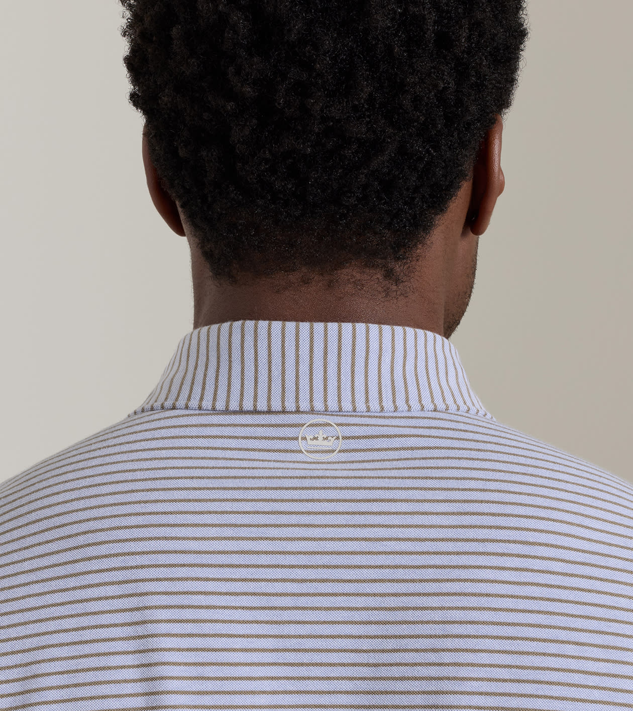 Albatross Stripe Cotton-Blend Piqu&eacute; Polo in WINDY BLUE / LIGHT MOCHA - Alternate Image 3