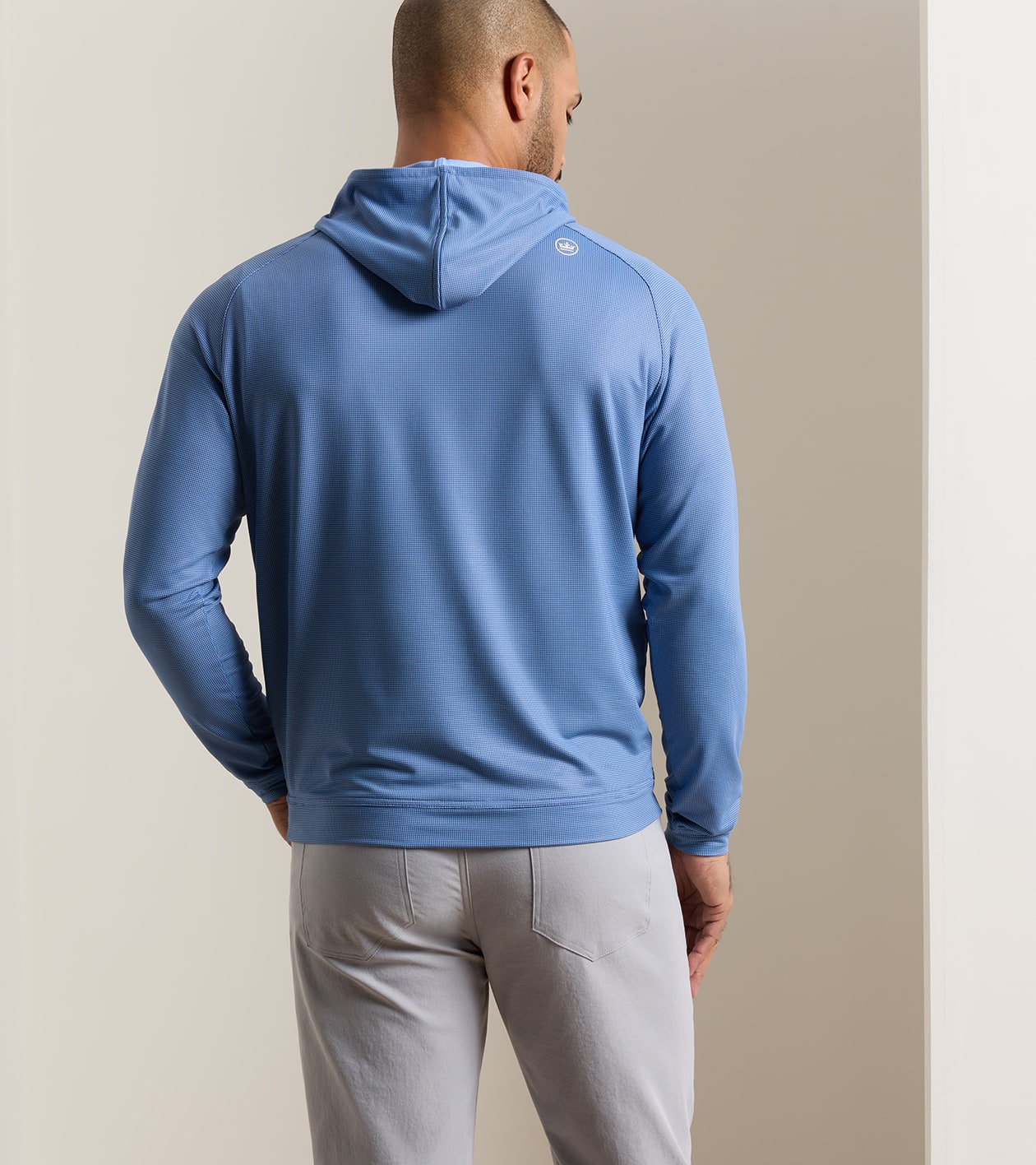 Pine Houndstooth Performance Hoodie in BALI BLUE - Alternate Image 2