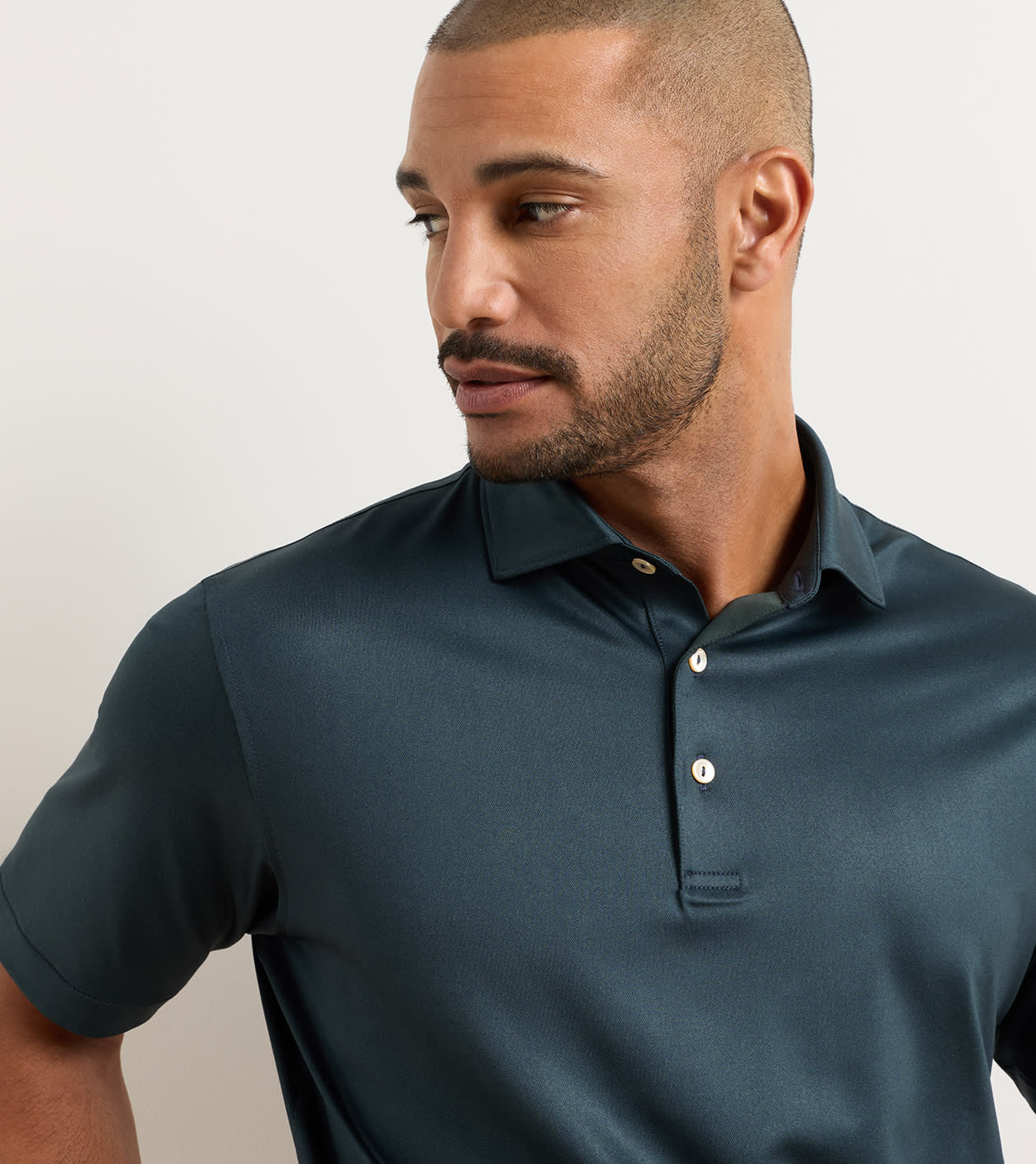 Herringbone Performance Jersey Polo in Navy - Alternate Image 4
