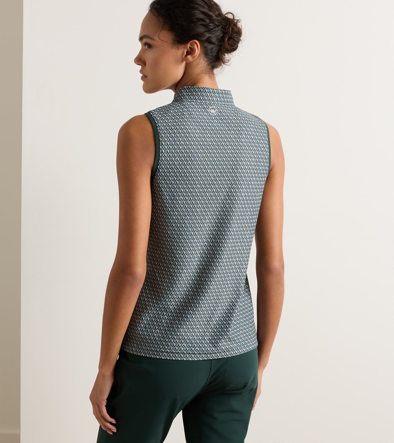 Fresh Cut Banded Sport Mesh Sleeveless Button Polo in PINE BROOK - Alternate Image 2