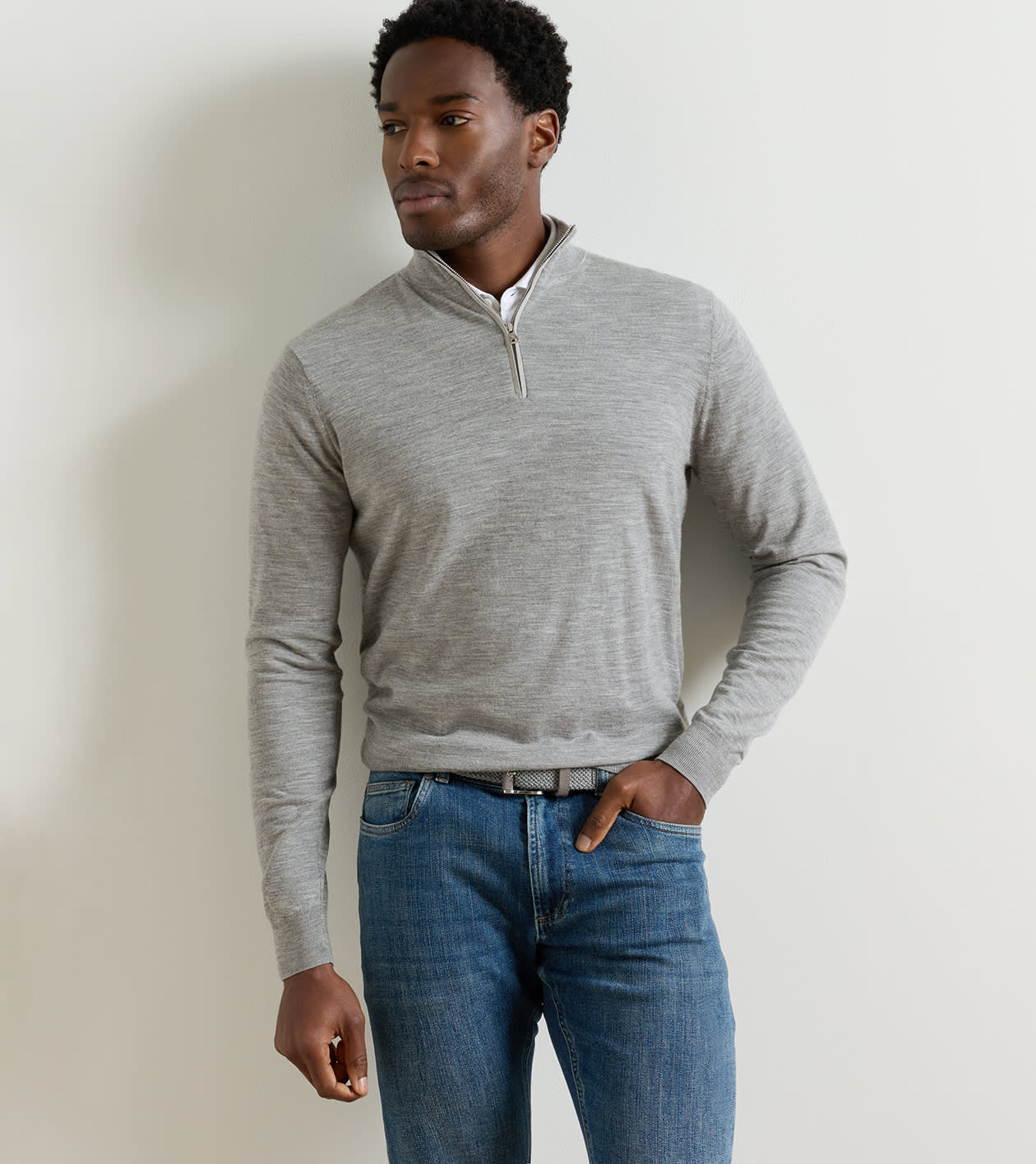 Excursionist Flex Quarter-Zip Jumper in Gale Grey - Alternate Image 1