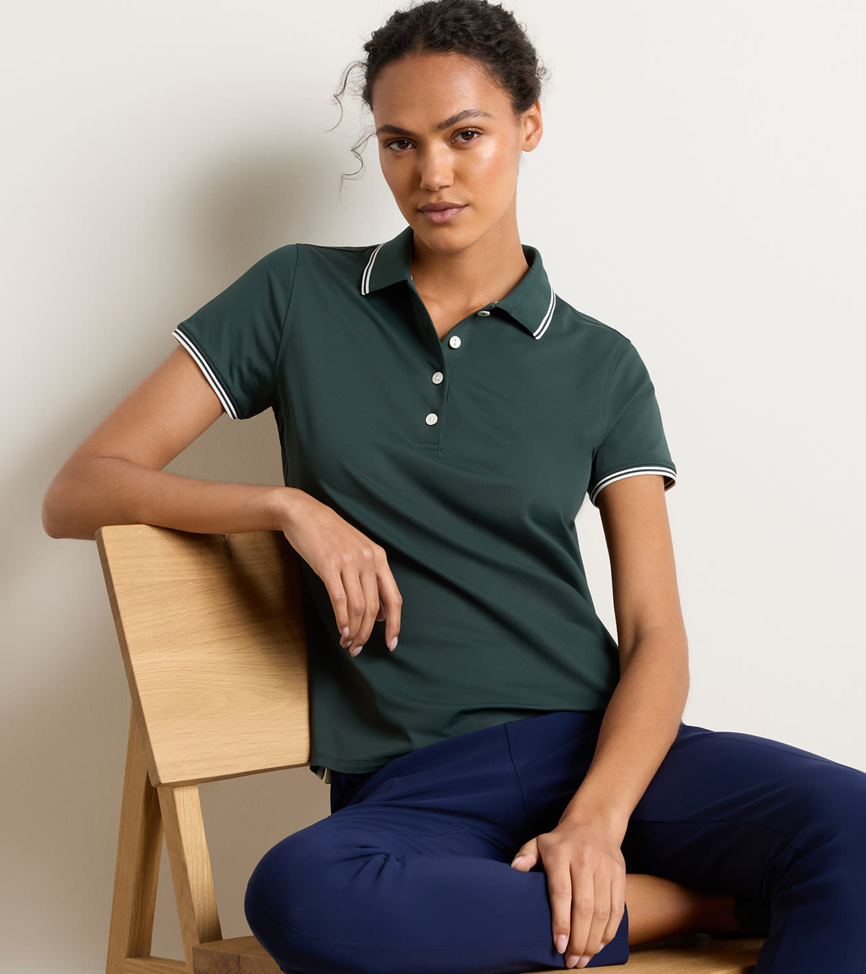 Canterbury Tipped Sport Mesh Short-Sleeve Polo in PINE BROOK / SOFT WHITE - Alternate Image 1