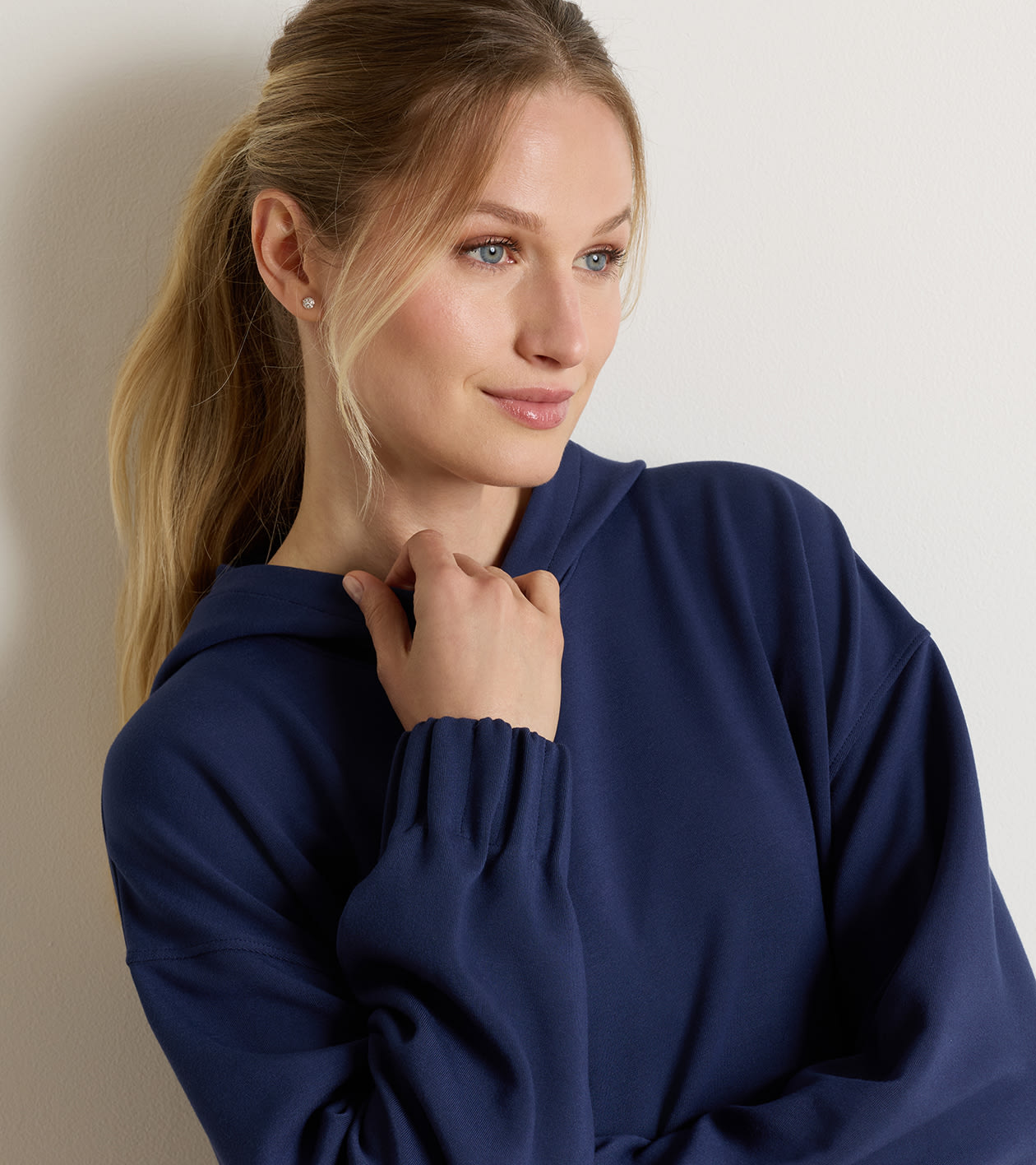 Flora Knit Hoodie in Navy - Alternate Image 4