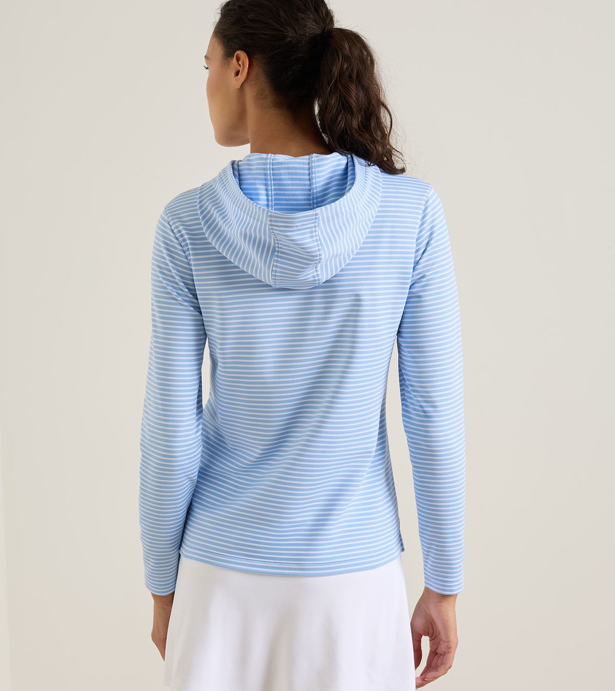 Pine Harbour Stripe Performance Hoodie in Cottage Blue - Alternate Image 2