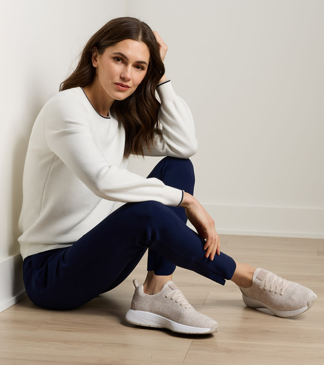 Coolspun Lite Cotton Crewneck in SOFT WHITE - Alternate Image 1