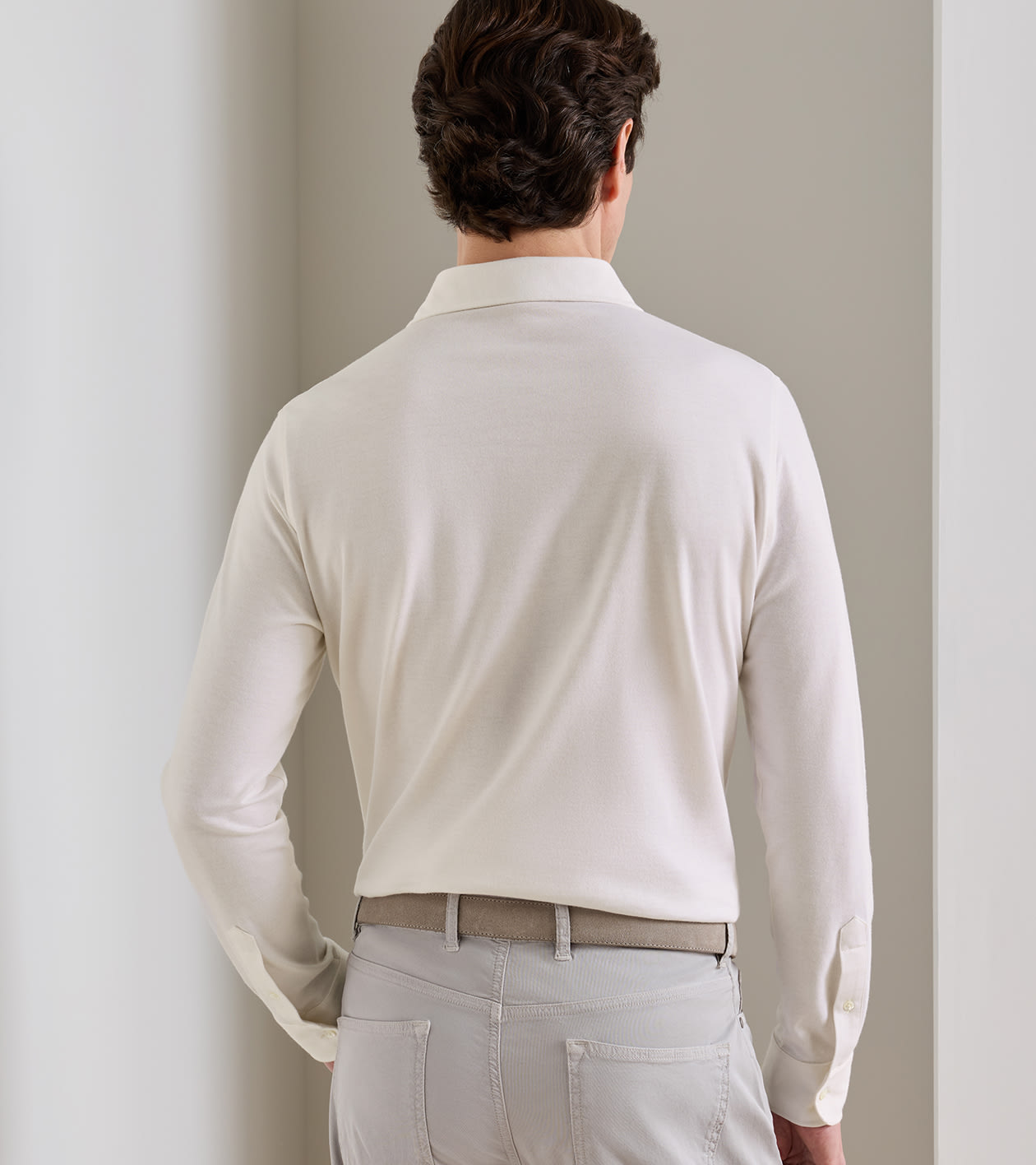Amble Long-Sleeve Cotton Cashmere Polo - Alternate Image 2