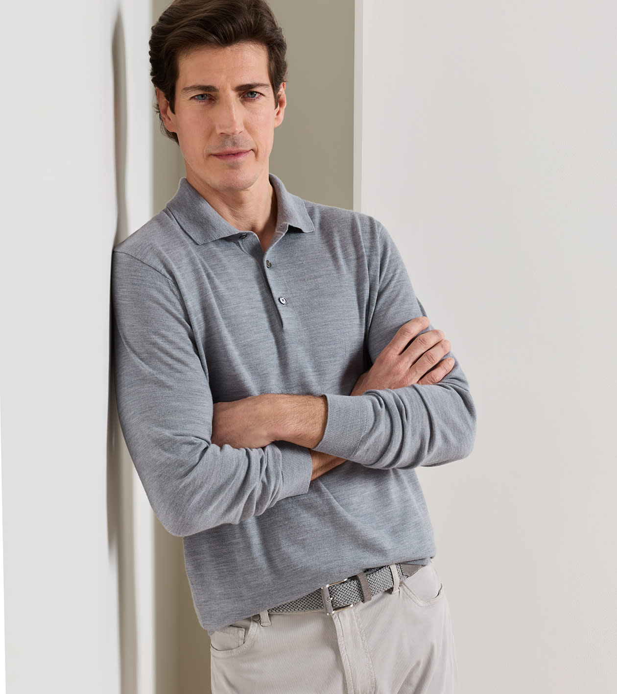 Dorset Sweater Polo in GREY HEATHER - Alternate Image 1