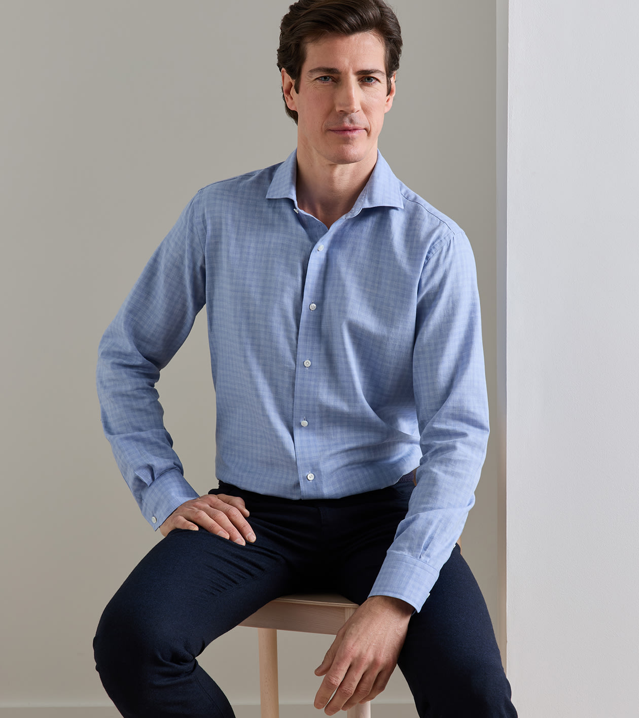 Felix Cotton Sport Shirt in WINDY BLUE - Alternate Image 1