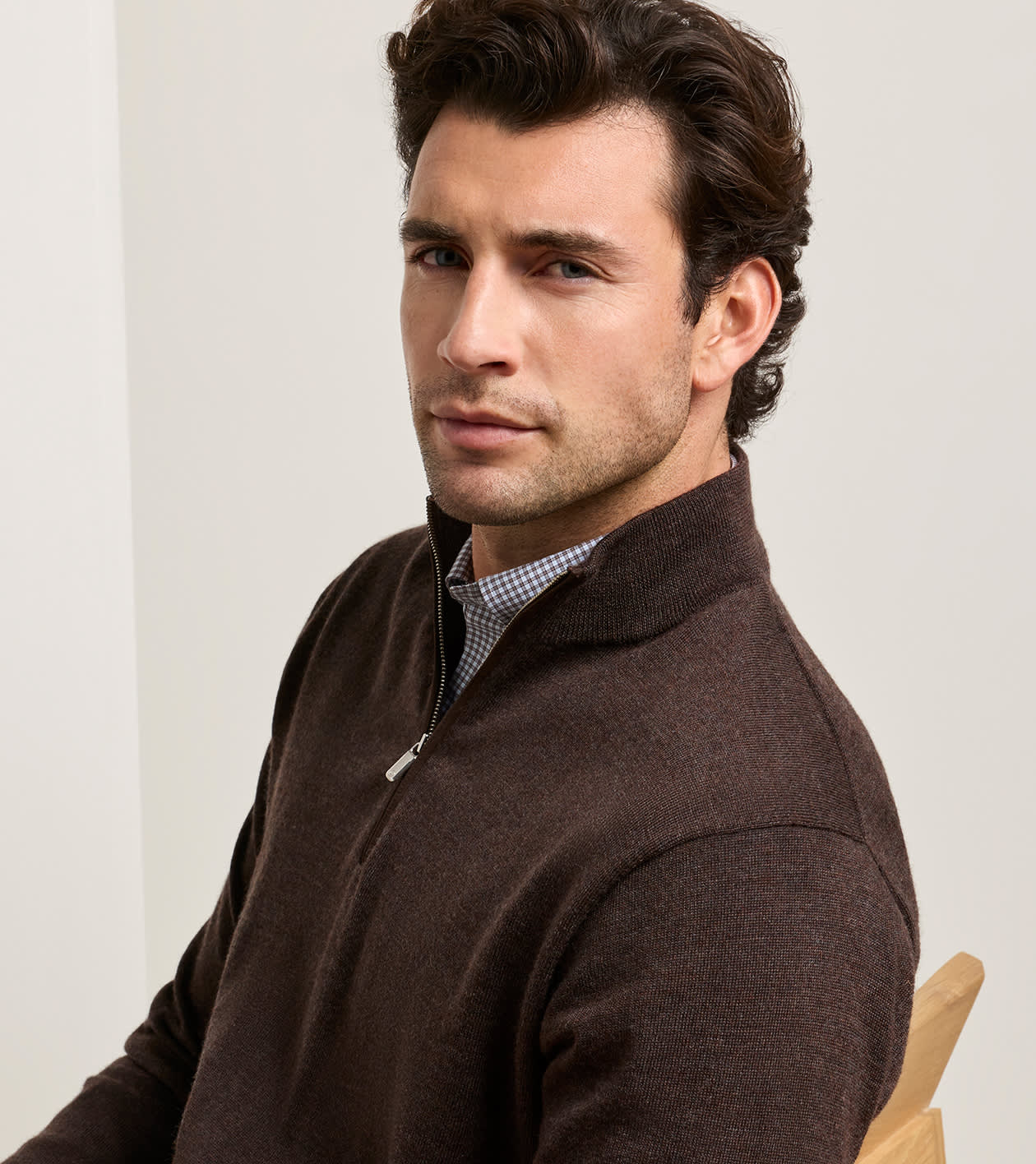 Autumn Crest Suede Trim Quarter-Zip in FRENCH PRESS - Alternate Image 3